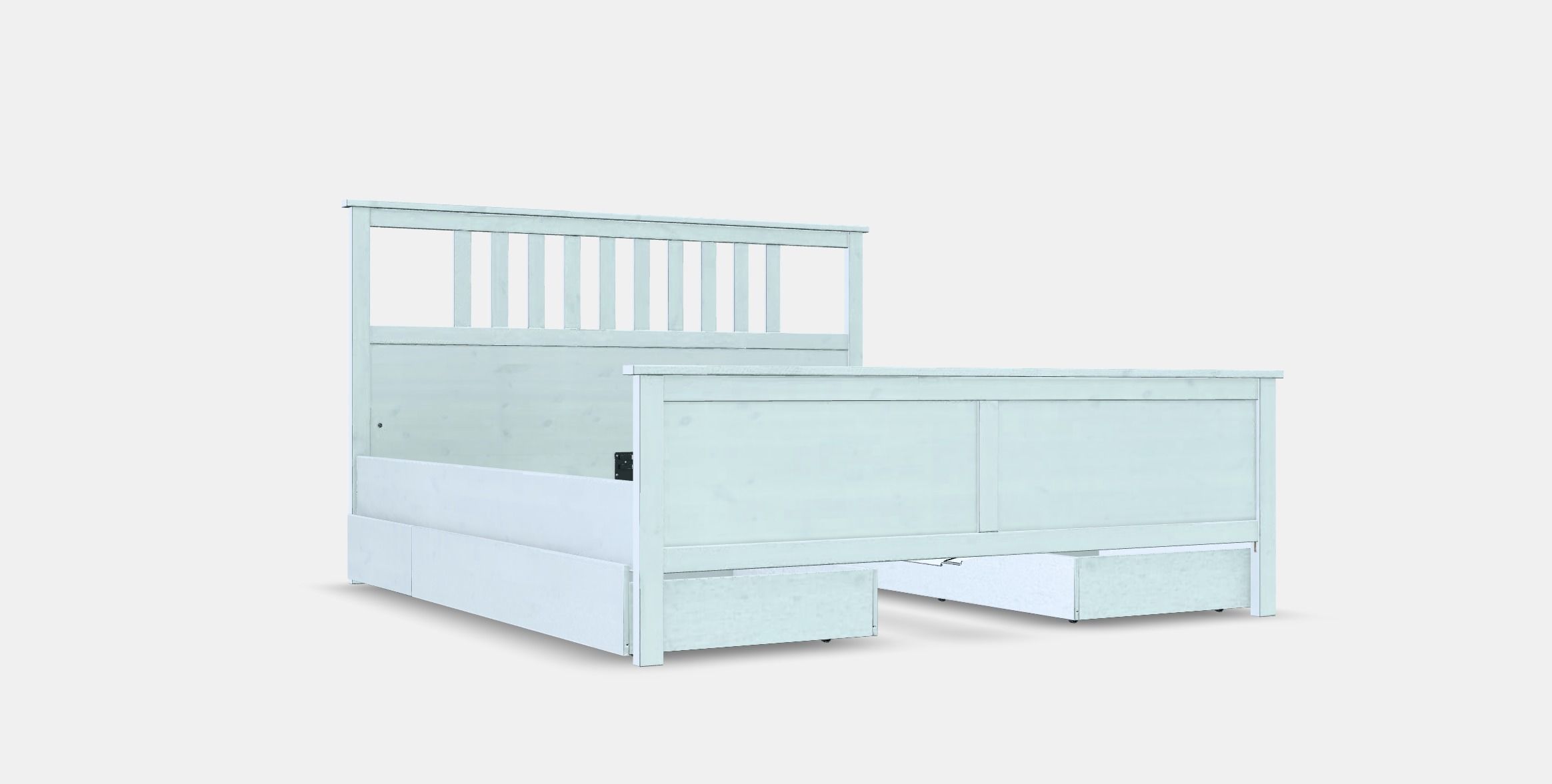 HEMNES Bed frame with 4 storage boxes Low-poly 3D model_10