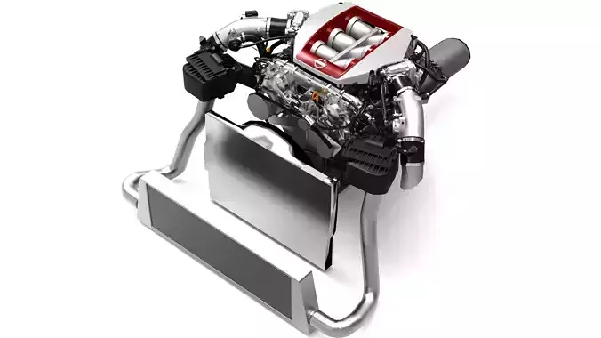 VR38DETT V6 Engine Low-poly 3D model