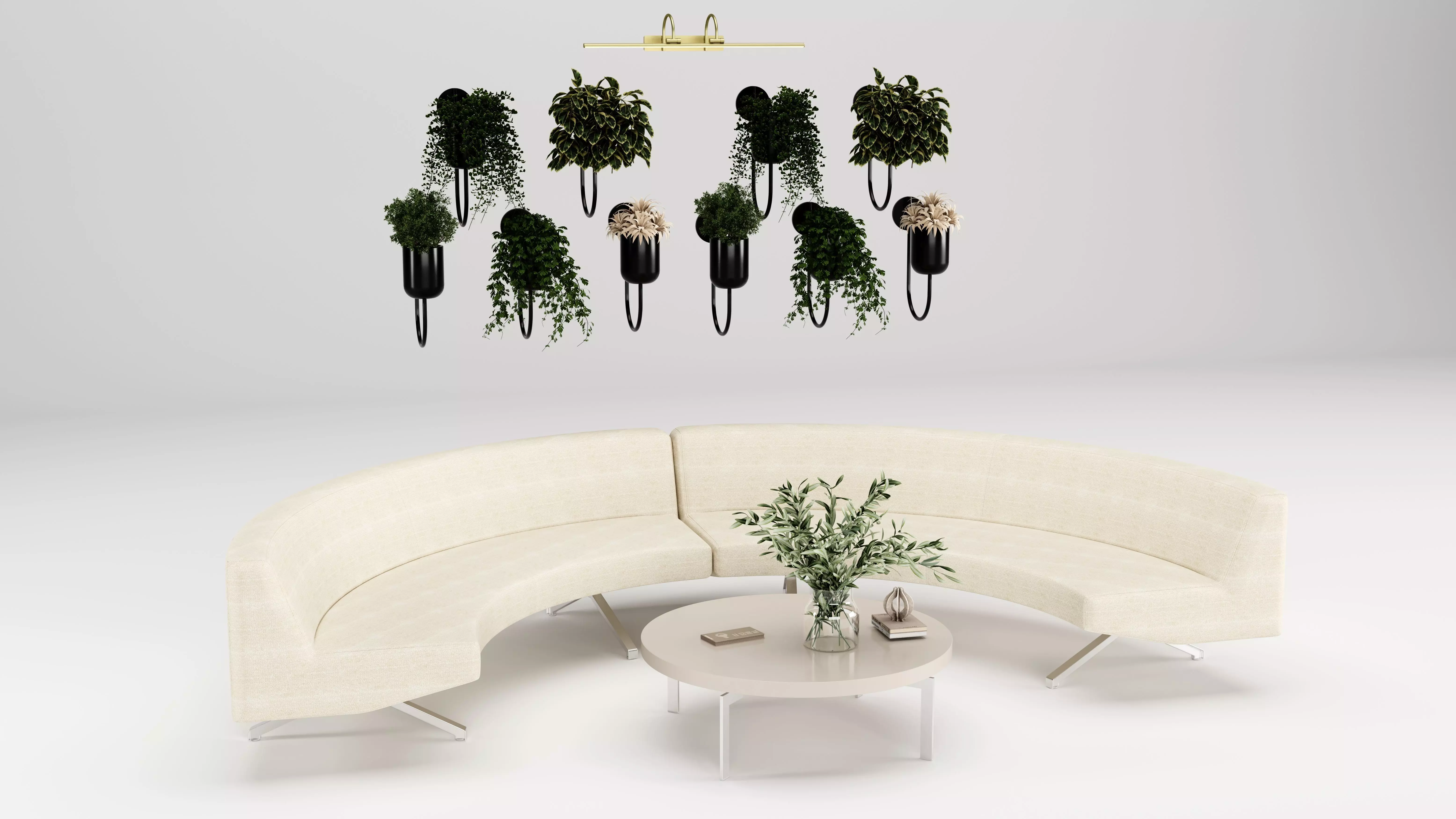 Modern Indoor Sofa and Coffee Table Low-poly 3D model_0