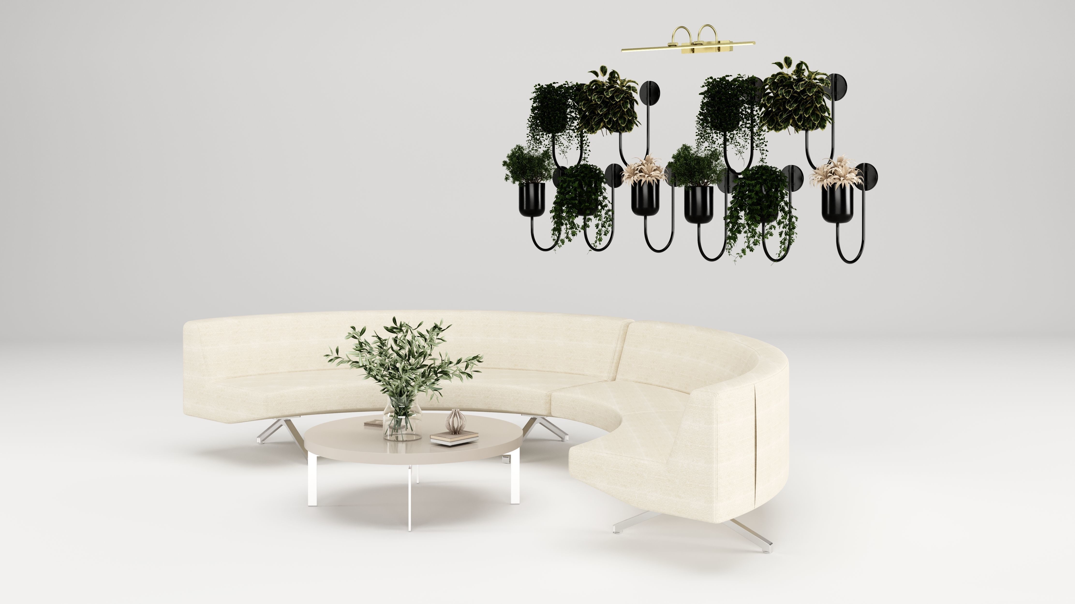 Modern Indoor Sofa and Coffee Table Low-poly 3D model_3