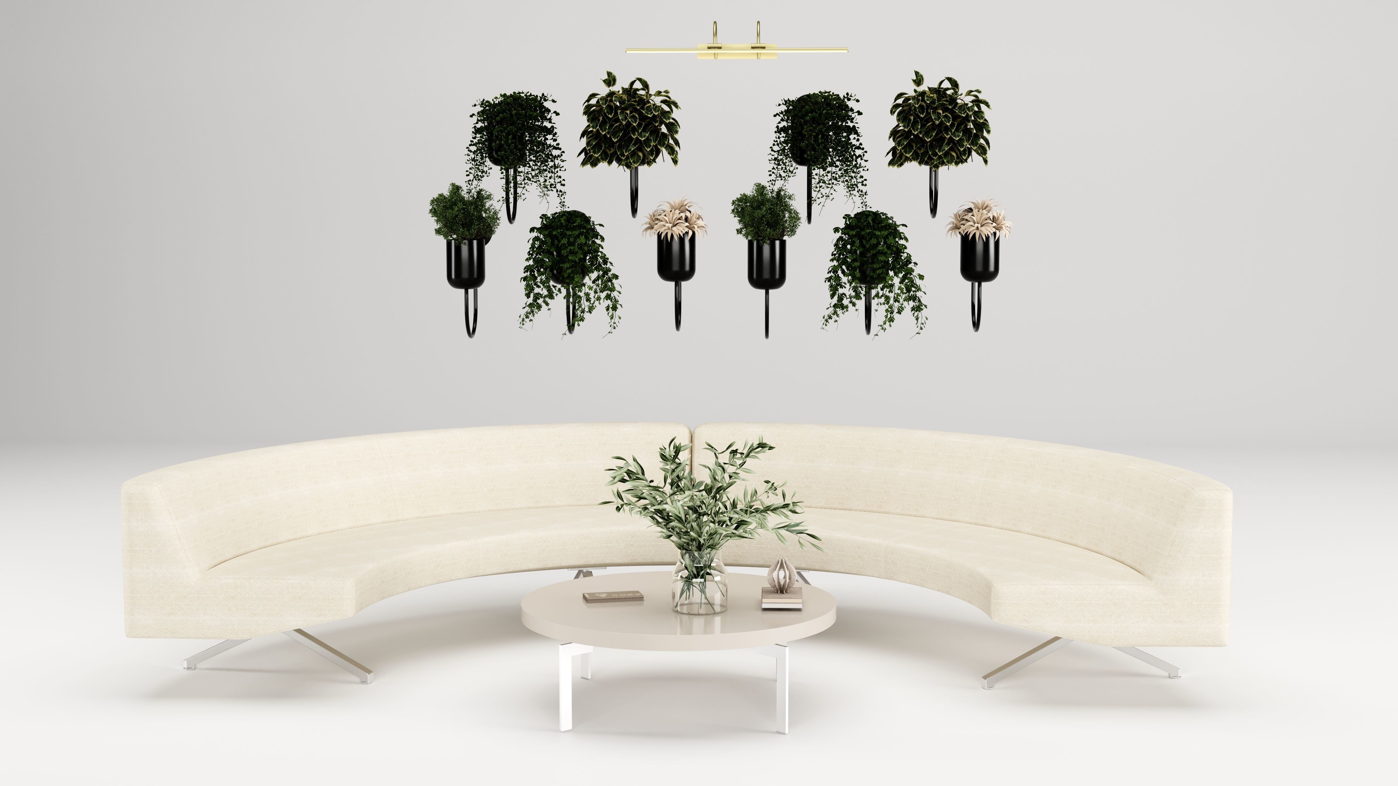 Modern Indoor Sofa and Coffee Table Low-poly 3D model_1