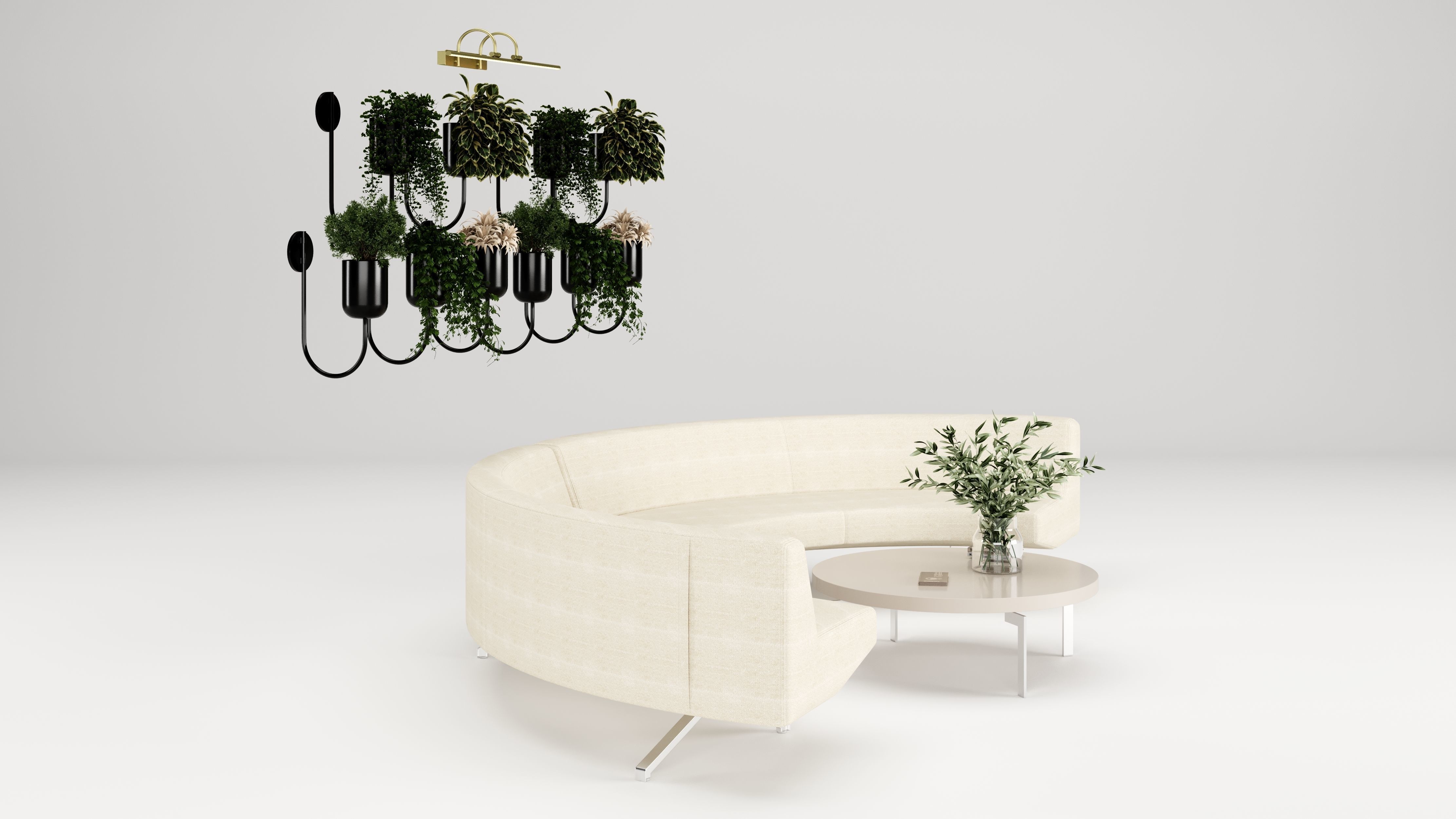 Modern Indoor Sofa and Coffee Table Low-poly 3D model_2