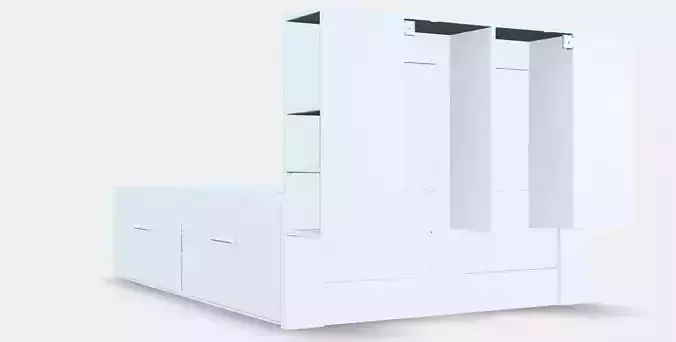 BRIMNES Bed frame w storage and headboard 2 Low-poly 3D model