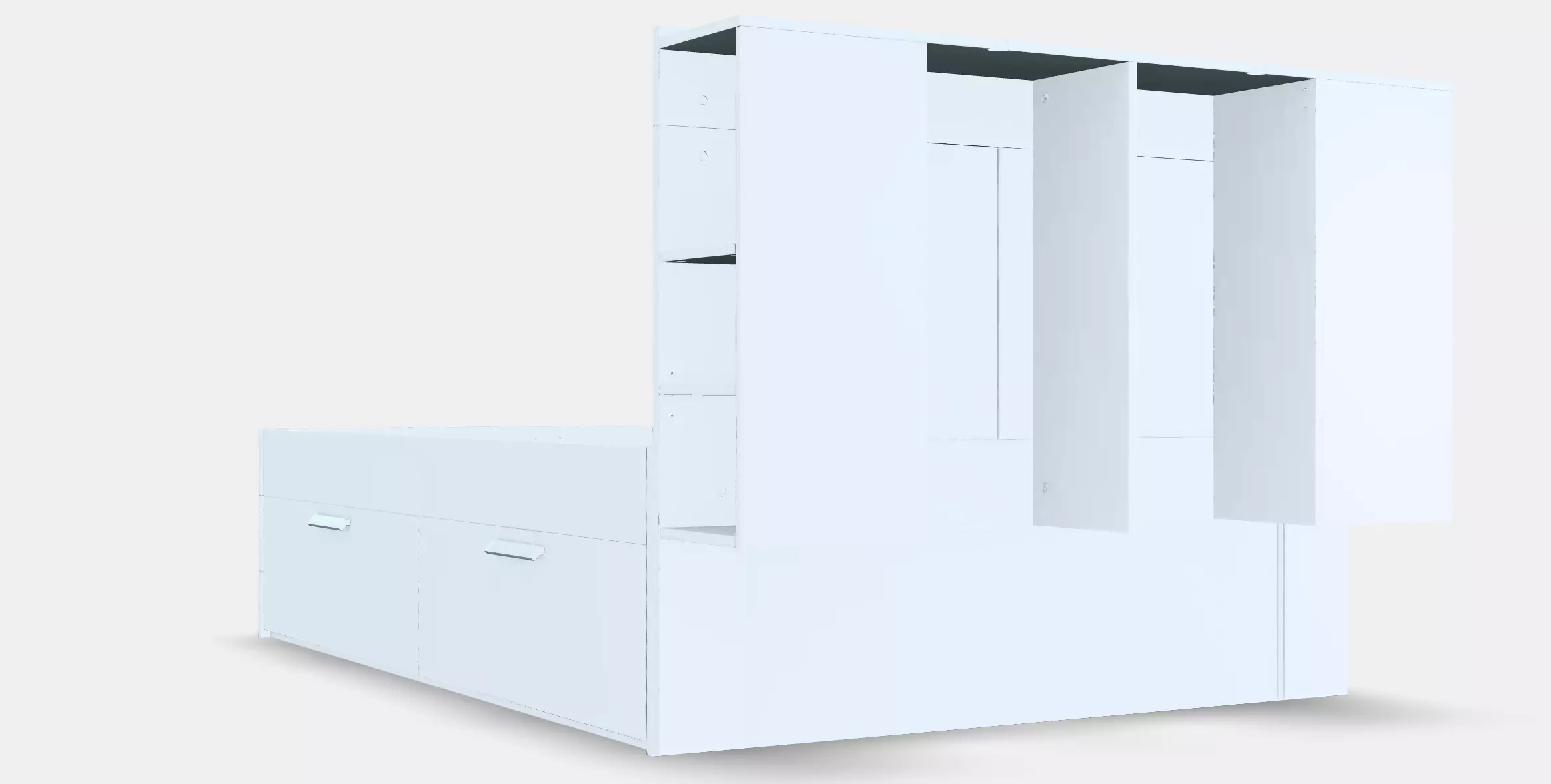 BRIMNES Bed frame w storage and headboard 3 Low-poly 3D model