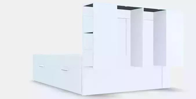 BRIMNES Bed frame w storage and headboard 3