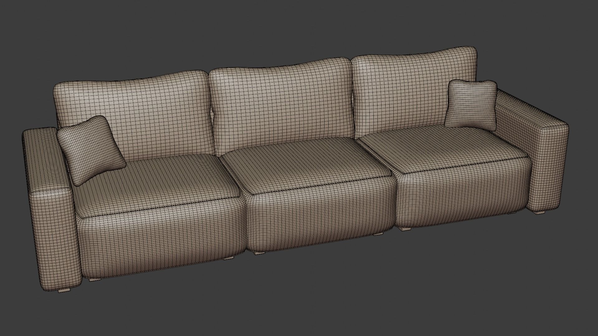 Stylish sofa made of high quality leather in dark colors 3D model_6