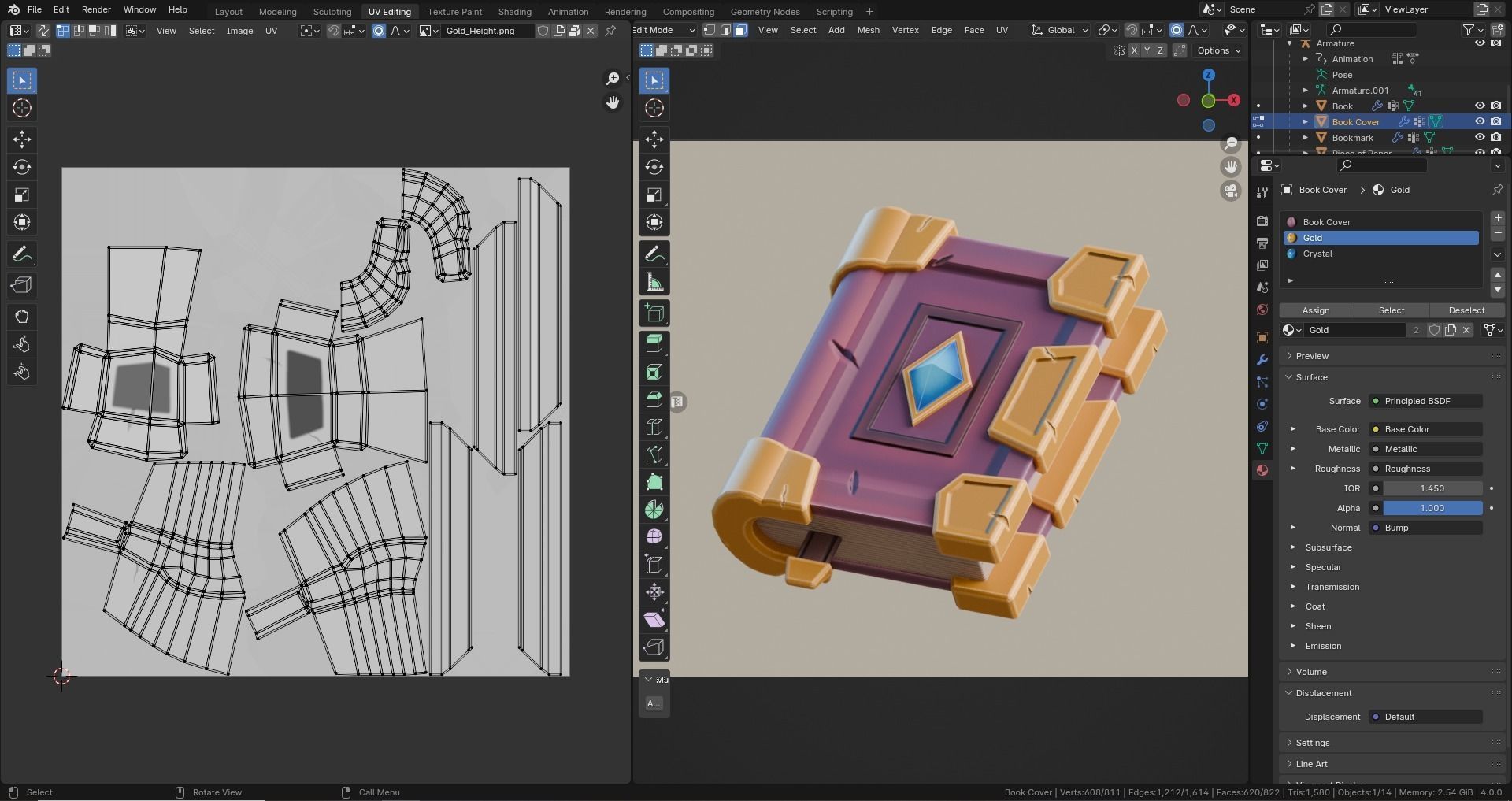 Low poly - Stylized Game Items - Book Low-poly 3D model_7