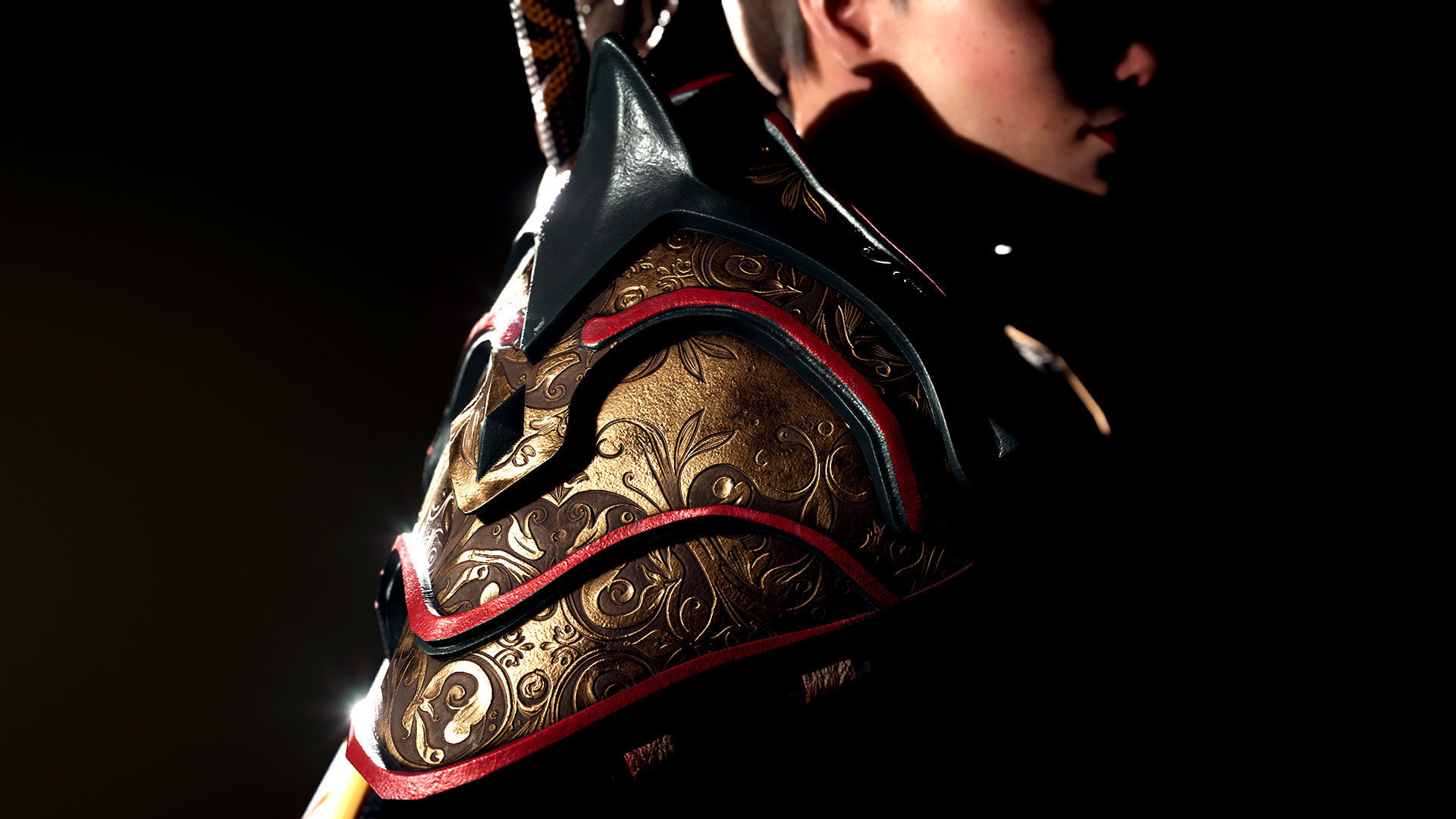 Spearwoman game character Low-poly 3D model_25