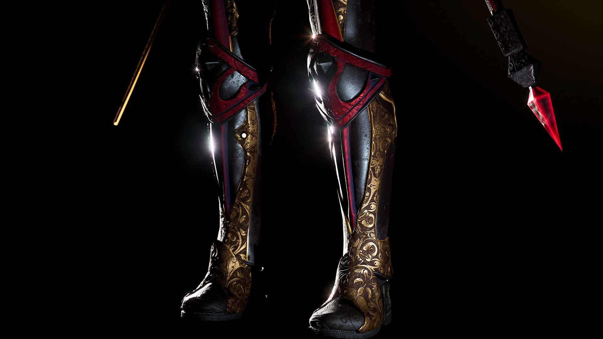 Spearwoman game character Low-poly 3D model_24