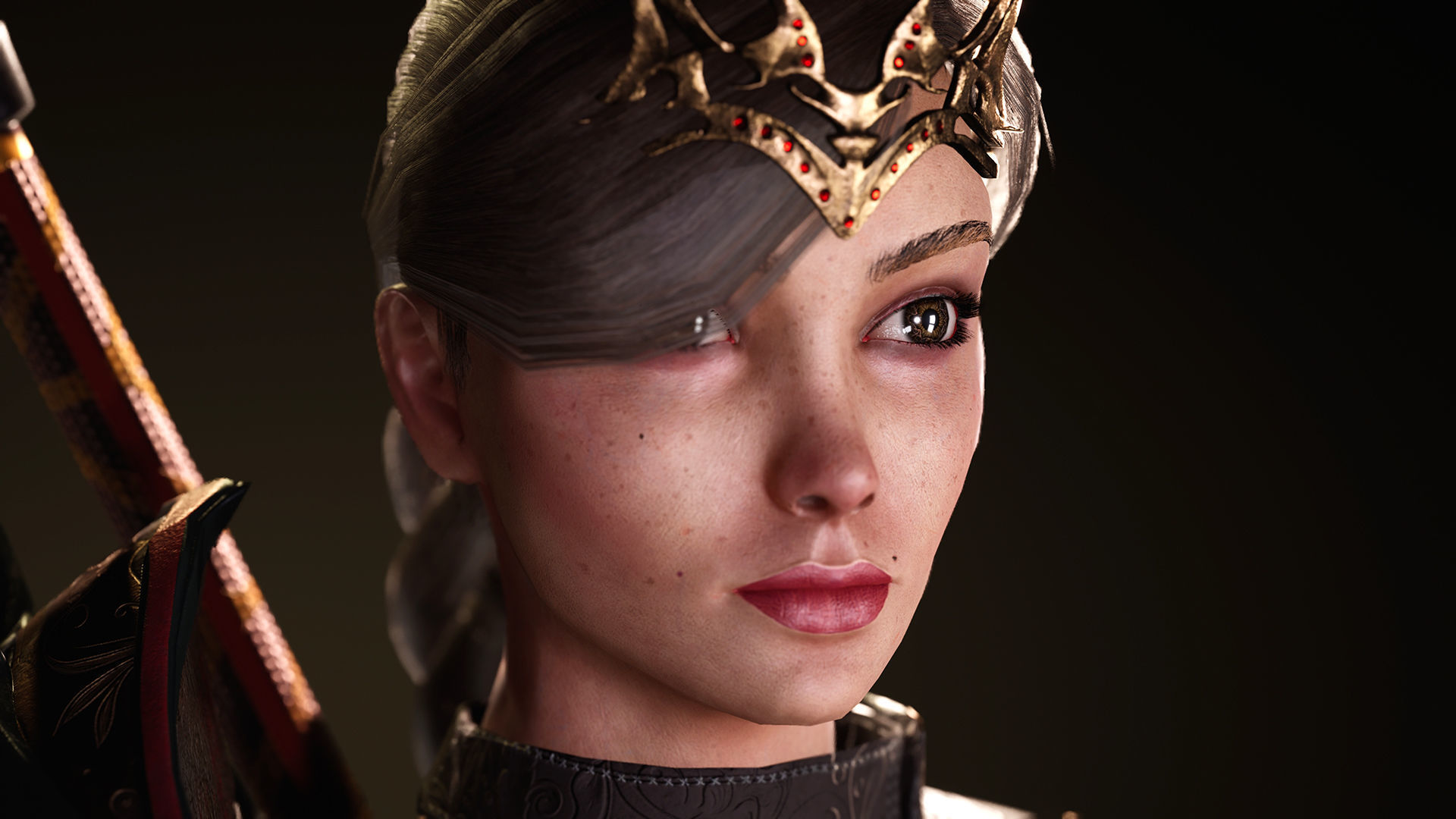 Spearwoman game character Low-poly 3D model_15