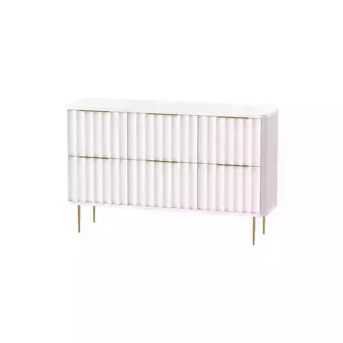 White Bedroom Dresser for Storage in Gold
