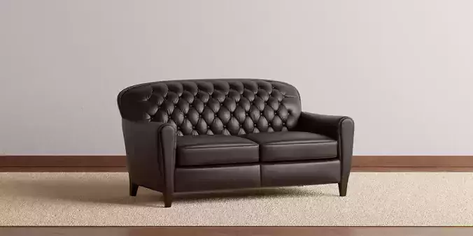 Edmund Tufted Leather Loveseat Sofa
