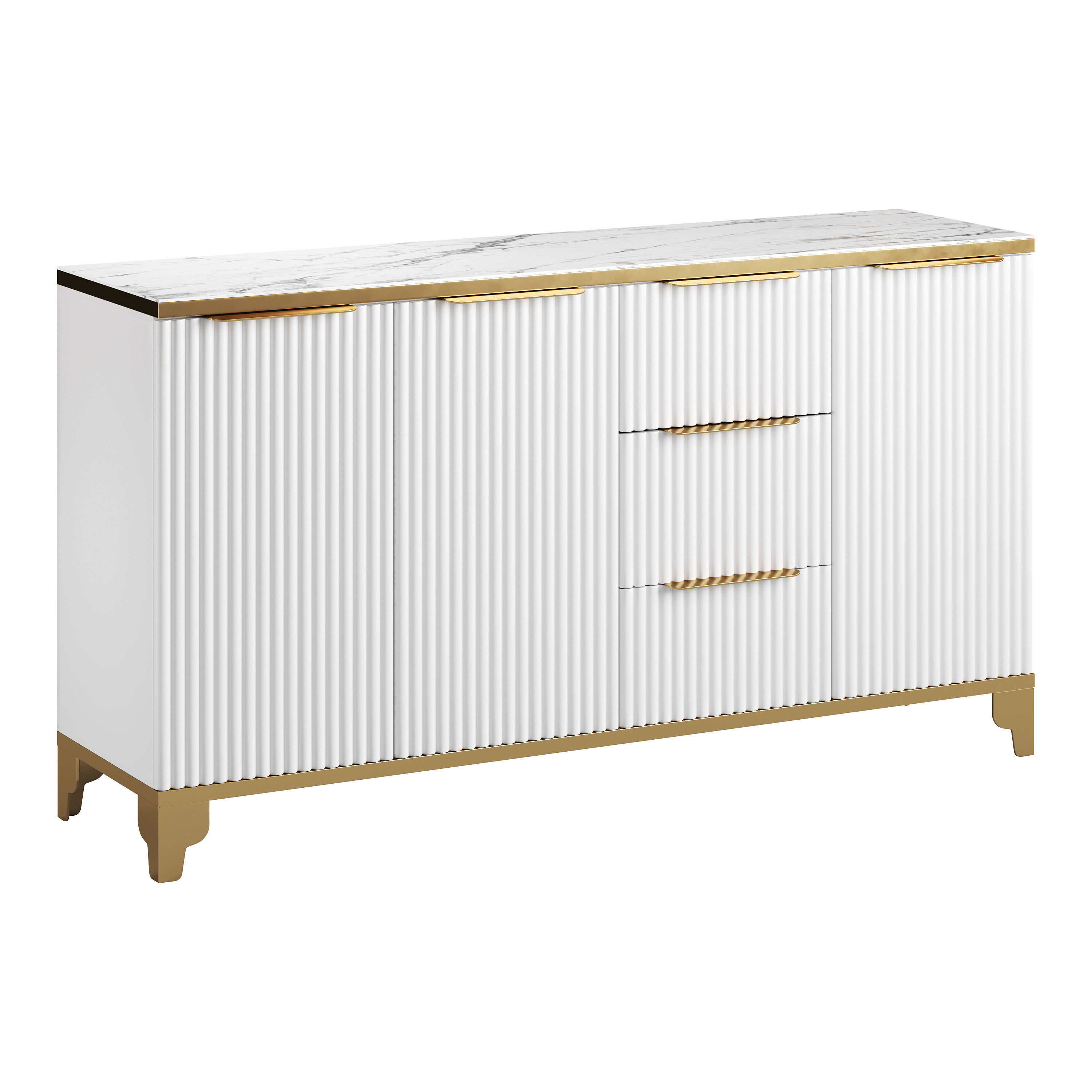 White Sideboard with Tempered Glass 3D model_5
