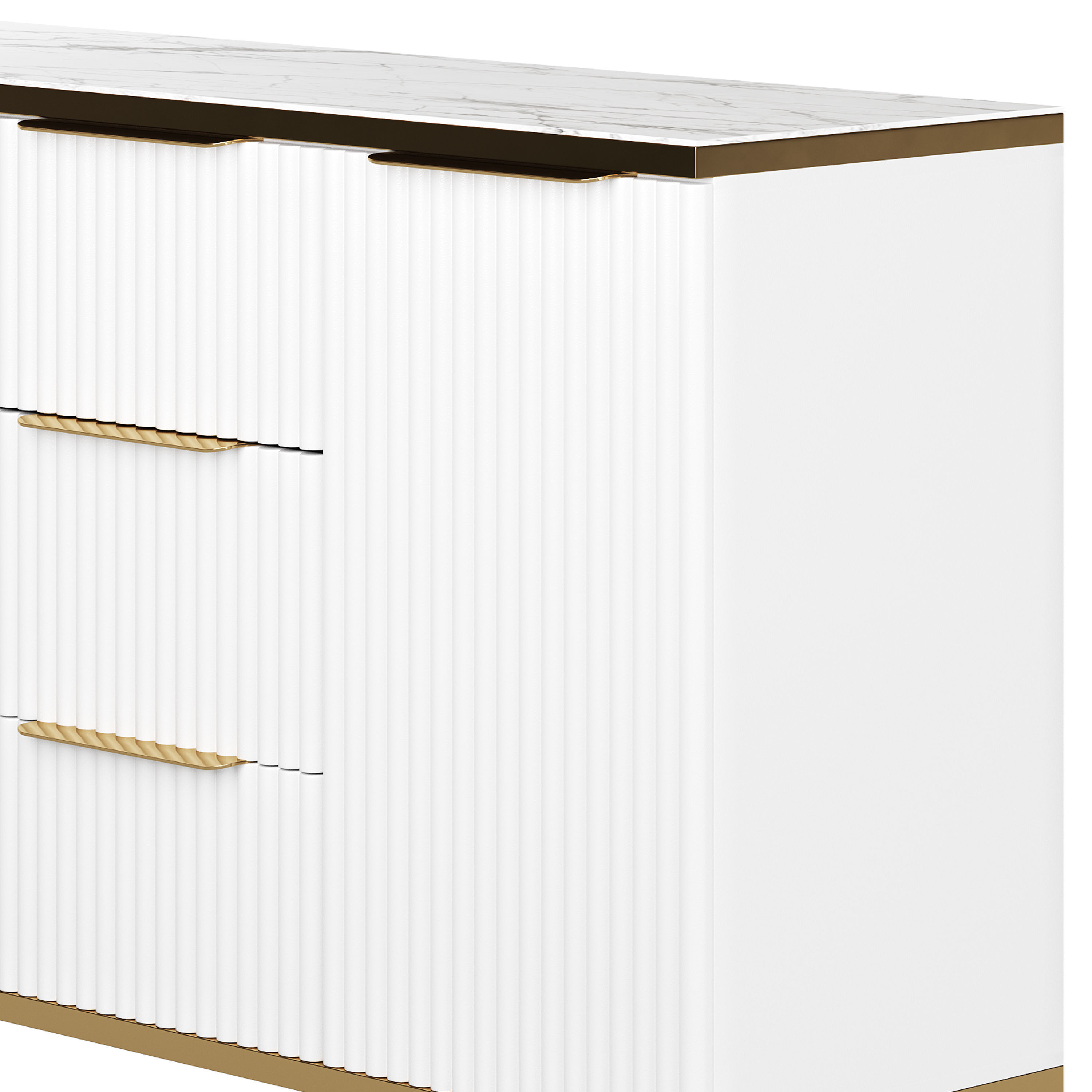 White Sideboard with Tempered Glass 3D model_9