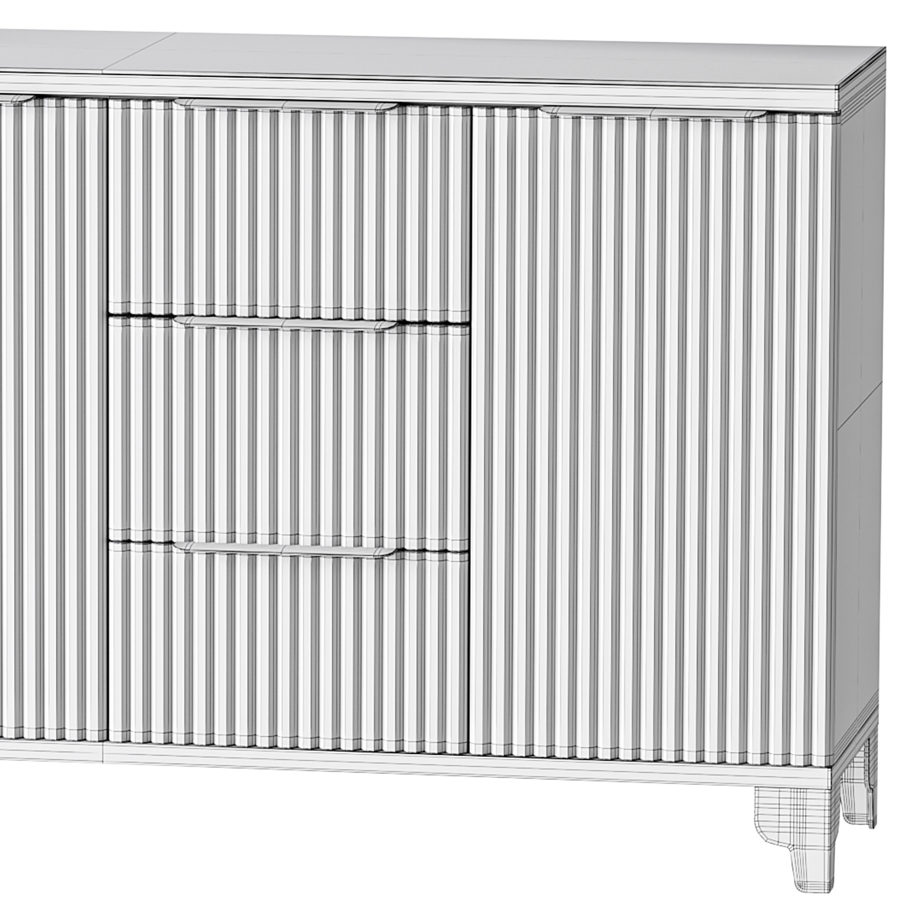 White Sideboard with Tempered Glass 3D model_14