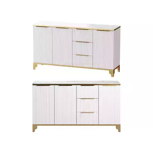 White Sideboard with Tempered Glass