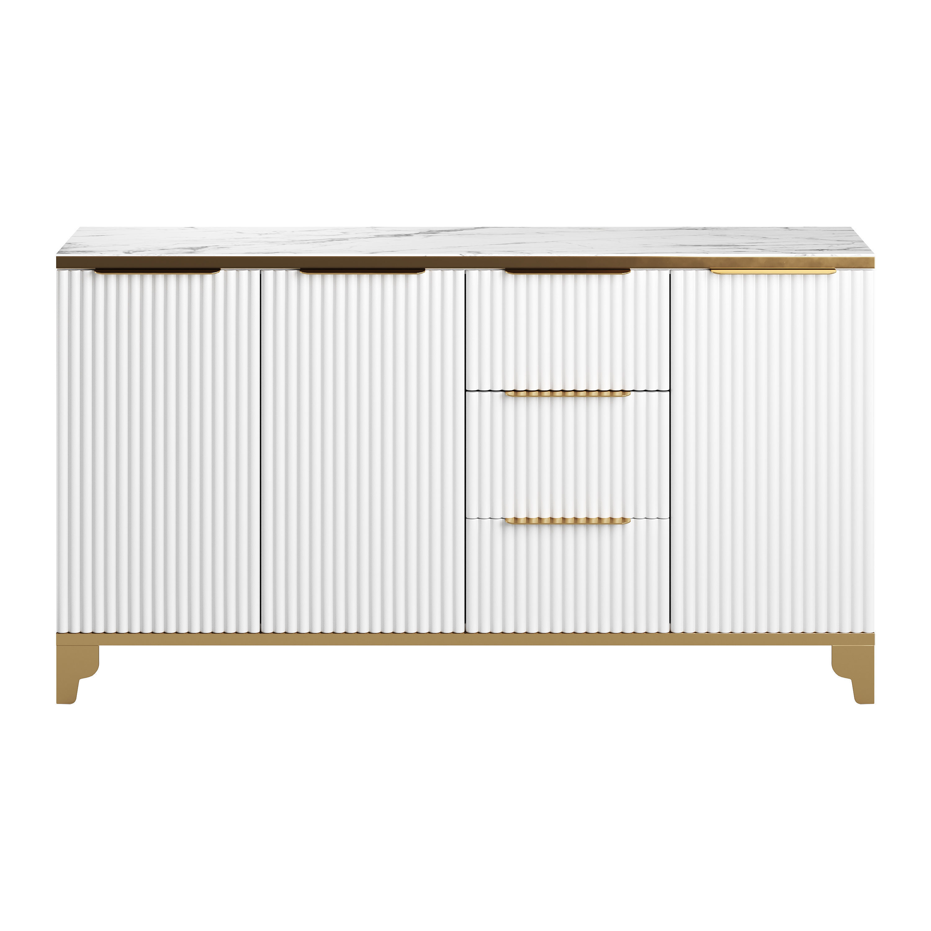 White Sideboard with Tempered Glass 3D model_1