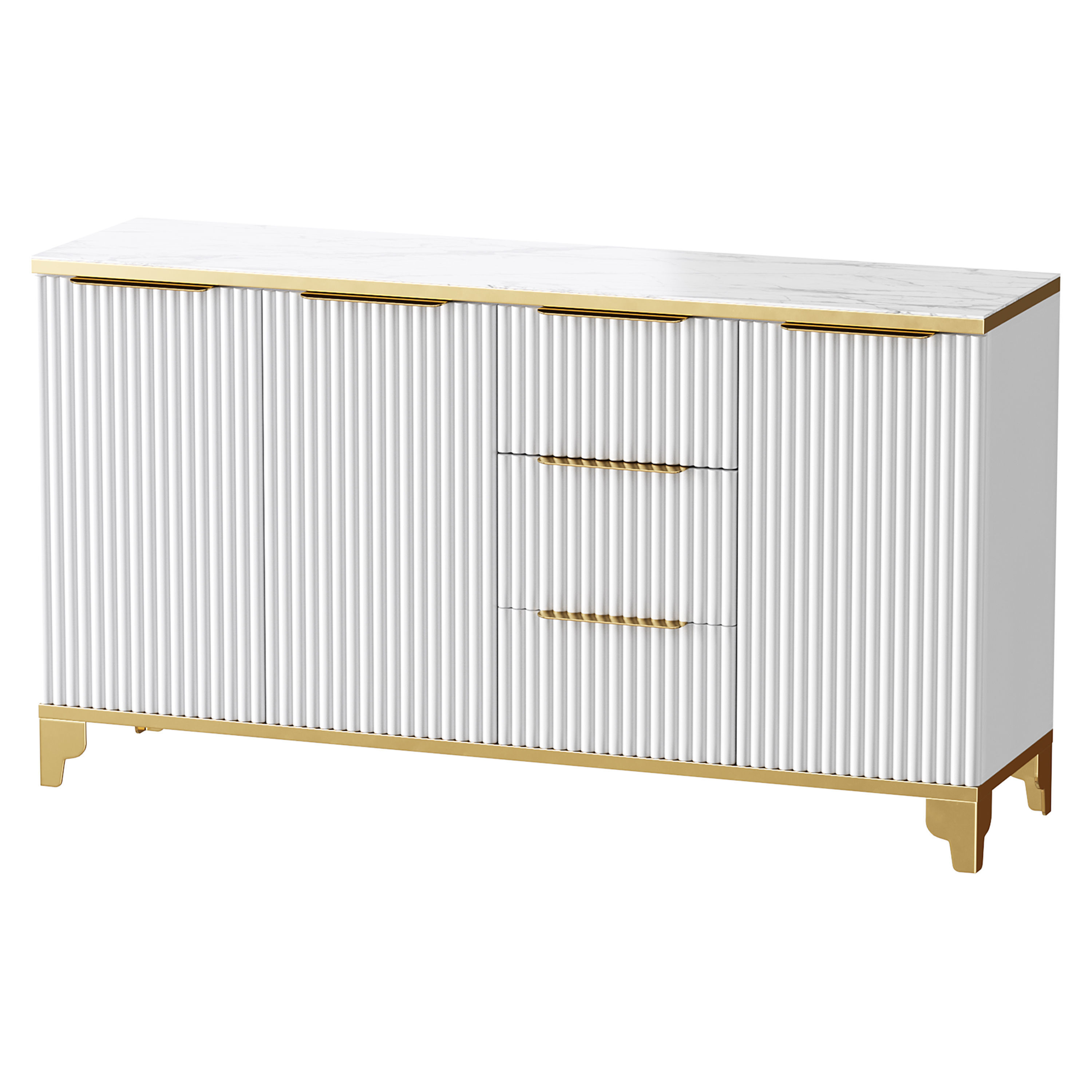 White Sideboard with Tempered Glass 3D model_3