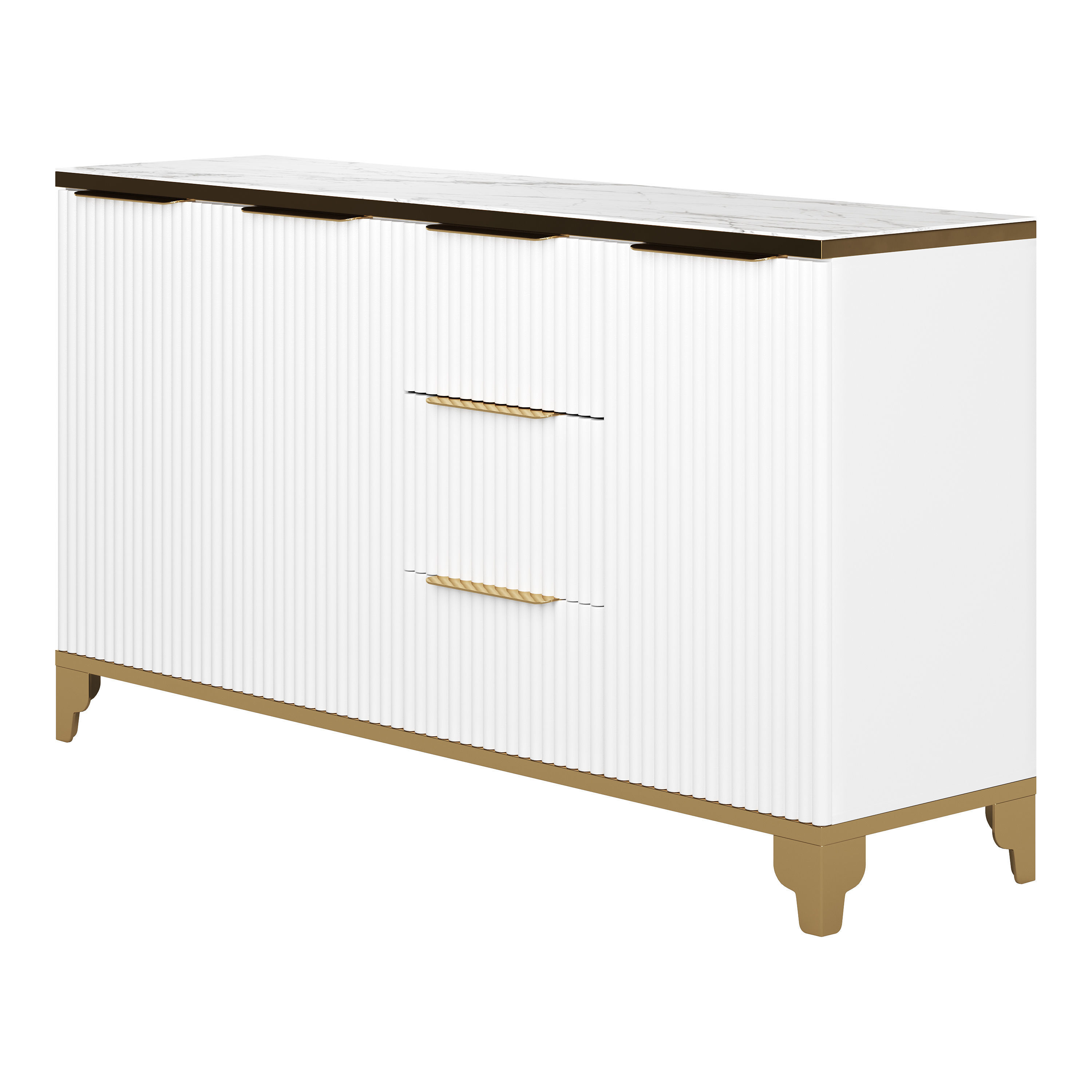 White Sideboard with Tempered Glass 3D model_10