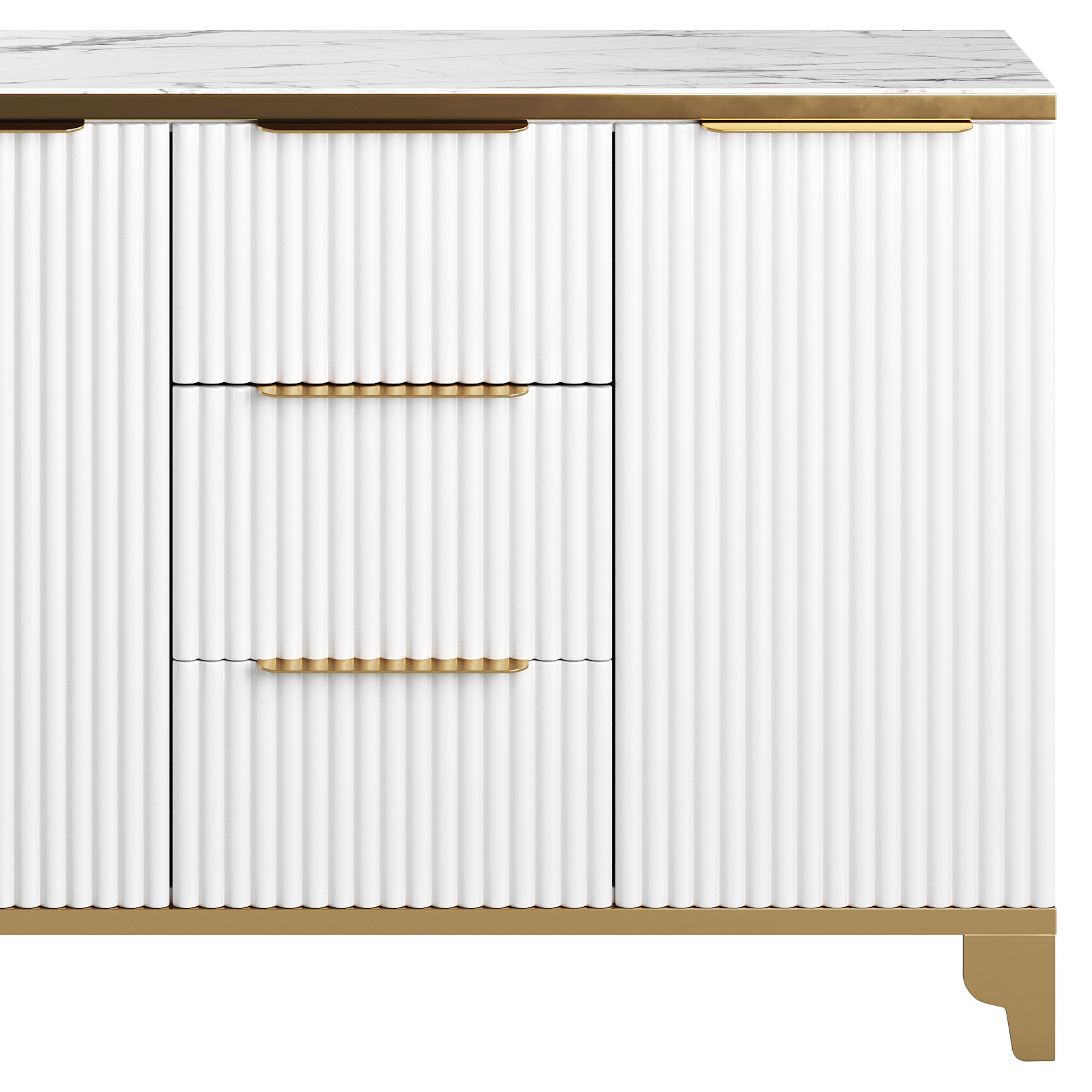 White Sideboard with Tempered Glass 3D model_2