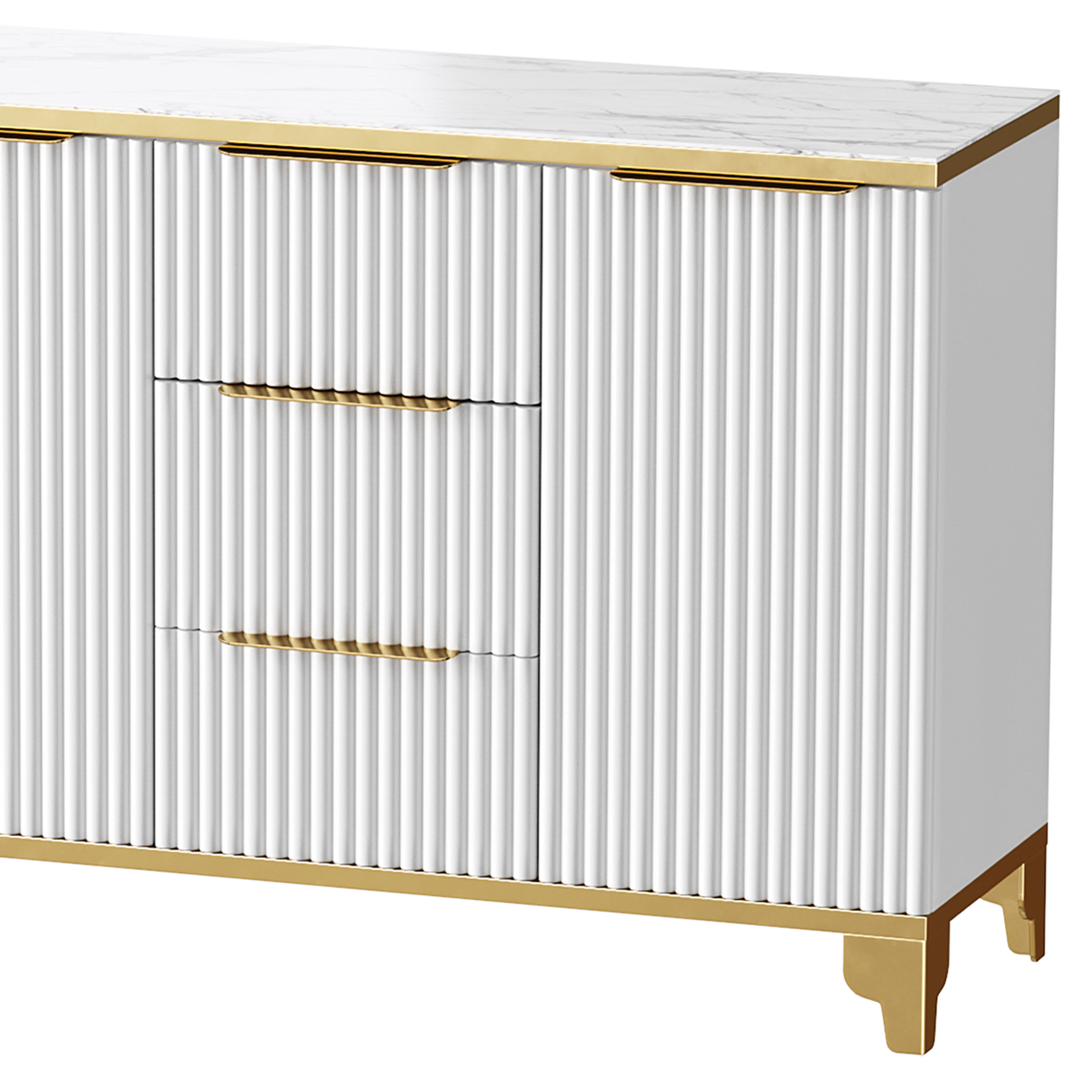 White Sideboard with Tempered Glass 3D model_4