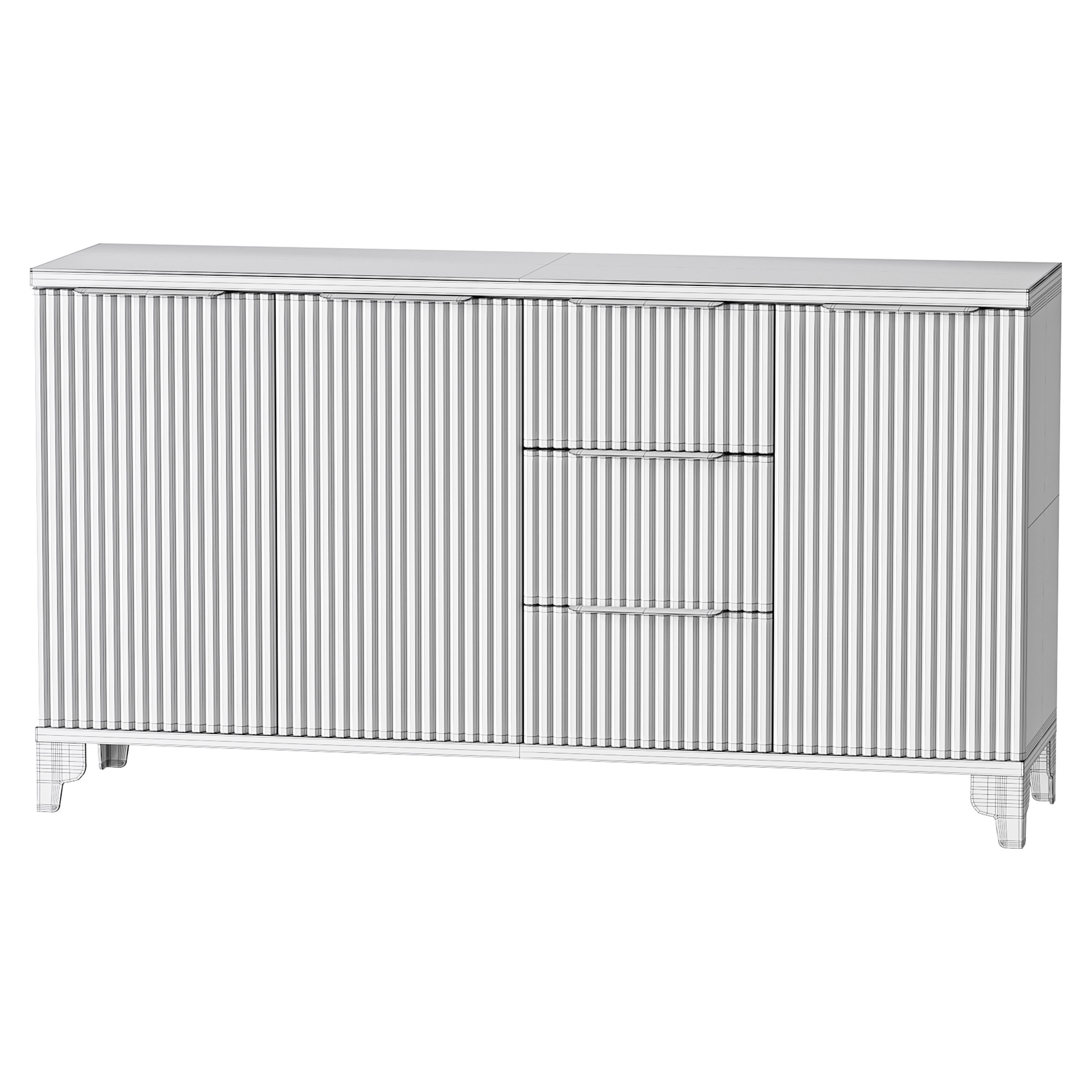 White Sideboard with Tempered Glass 3D model_13