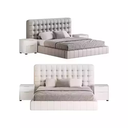 White Upholstered Panel Bed