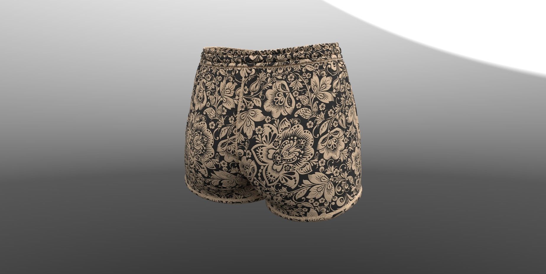 Female shorts PBR 4k Low-poly 3D model_5