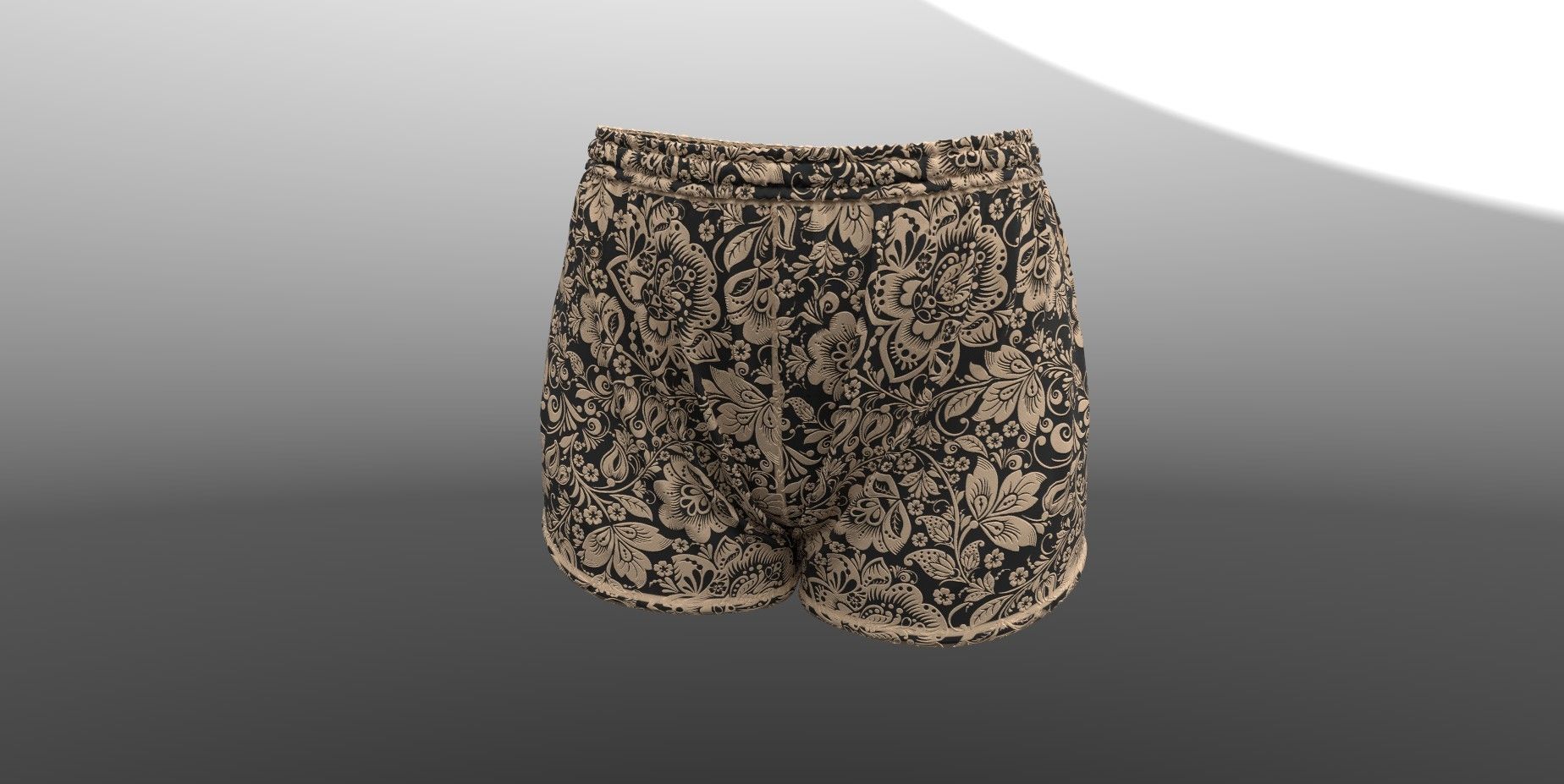 Female shorts PBR 4k Low-poly 3D model_2