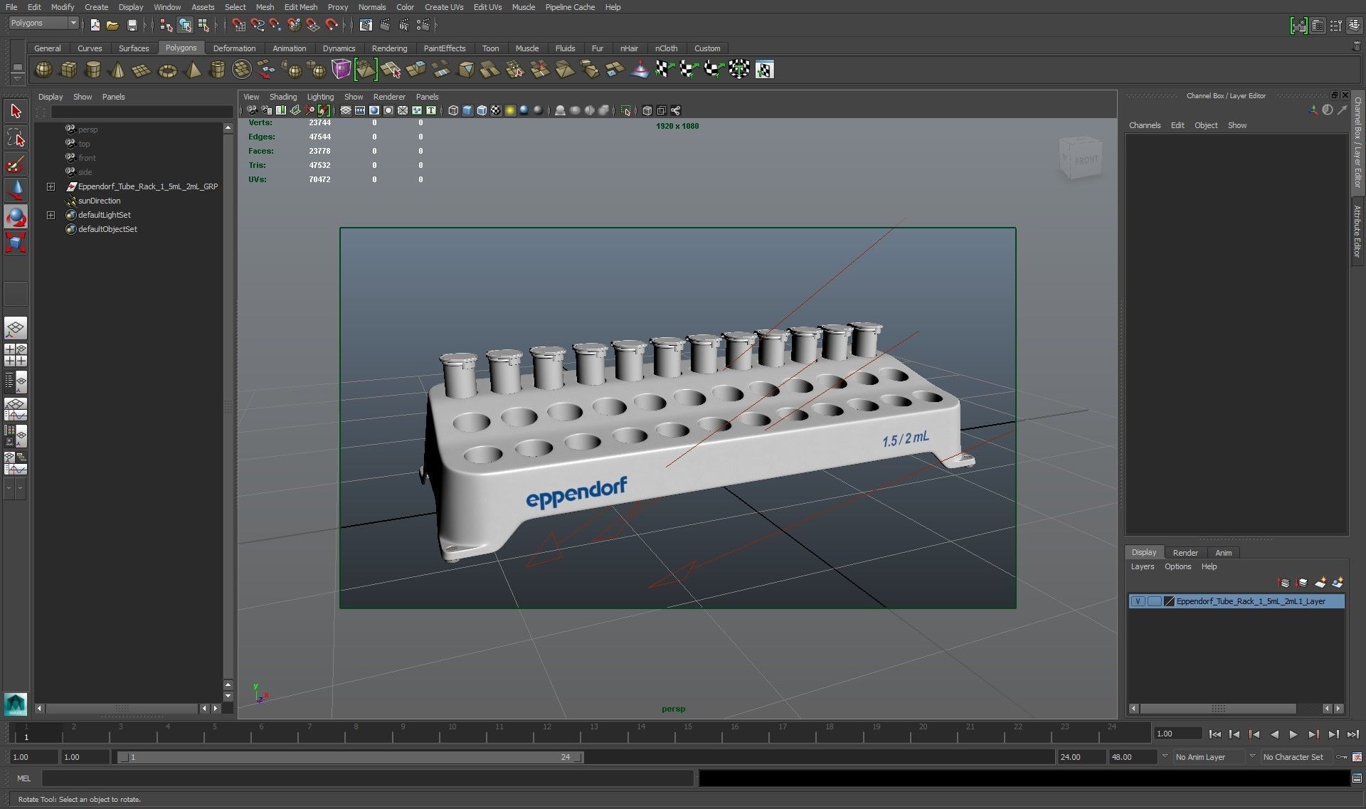 Eppendorf tube rack 1 5ml 2ml Low-poly 3D model_13