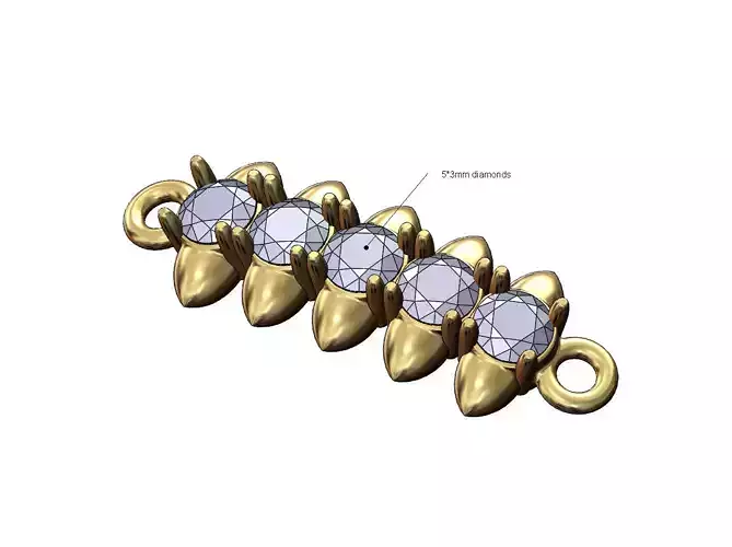 Spiked 3mm diamond pendant bracelet tag charm