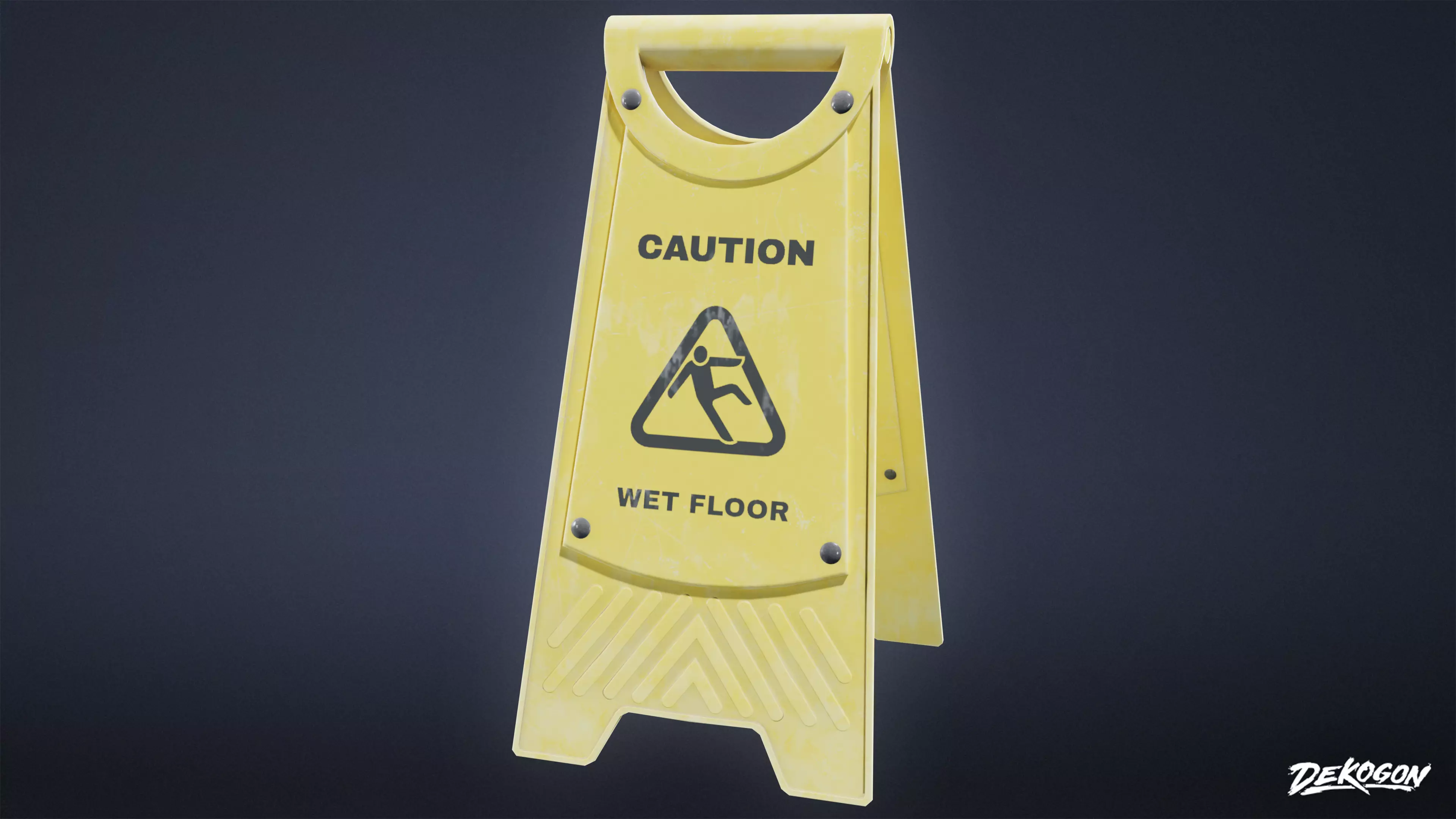 SUBWAY TERMINAL - Wet Sign 01 - LOW POLY Low-poly 3D model_0