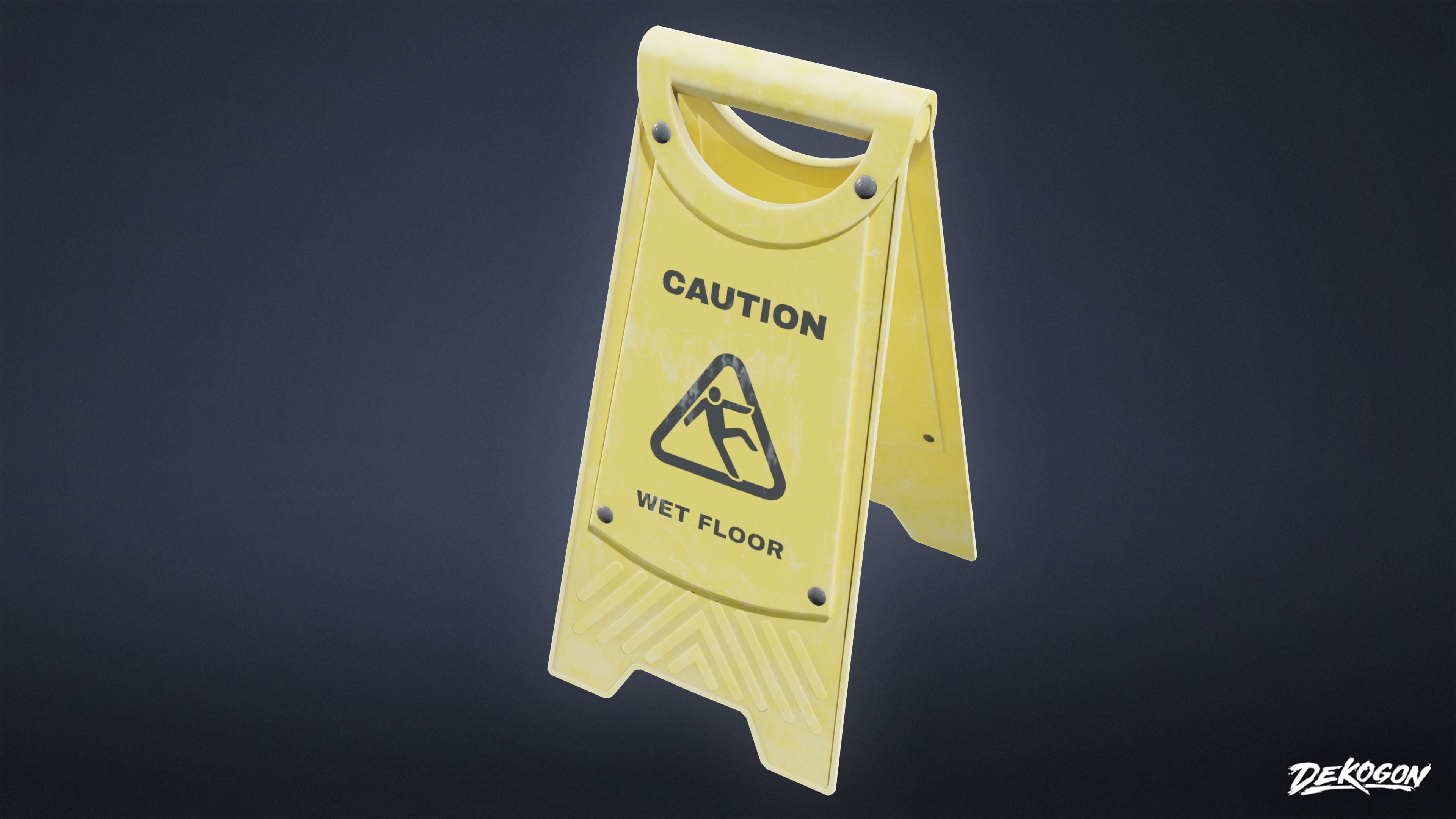 SUBWAY TERMINAL - Wet Sign 01 - LOW POLY Low-poly 3D model_4
