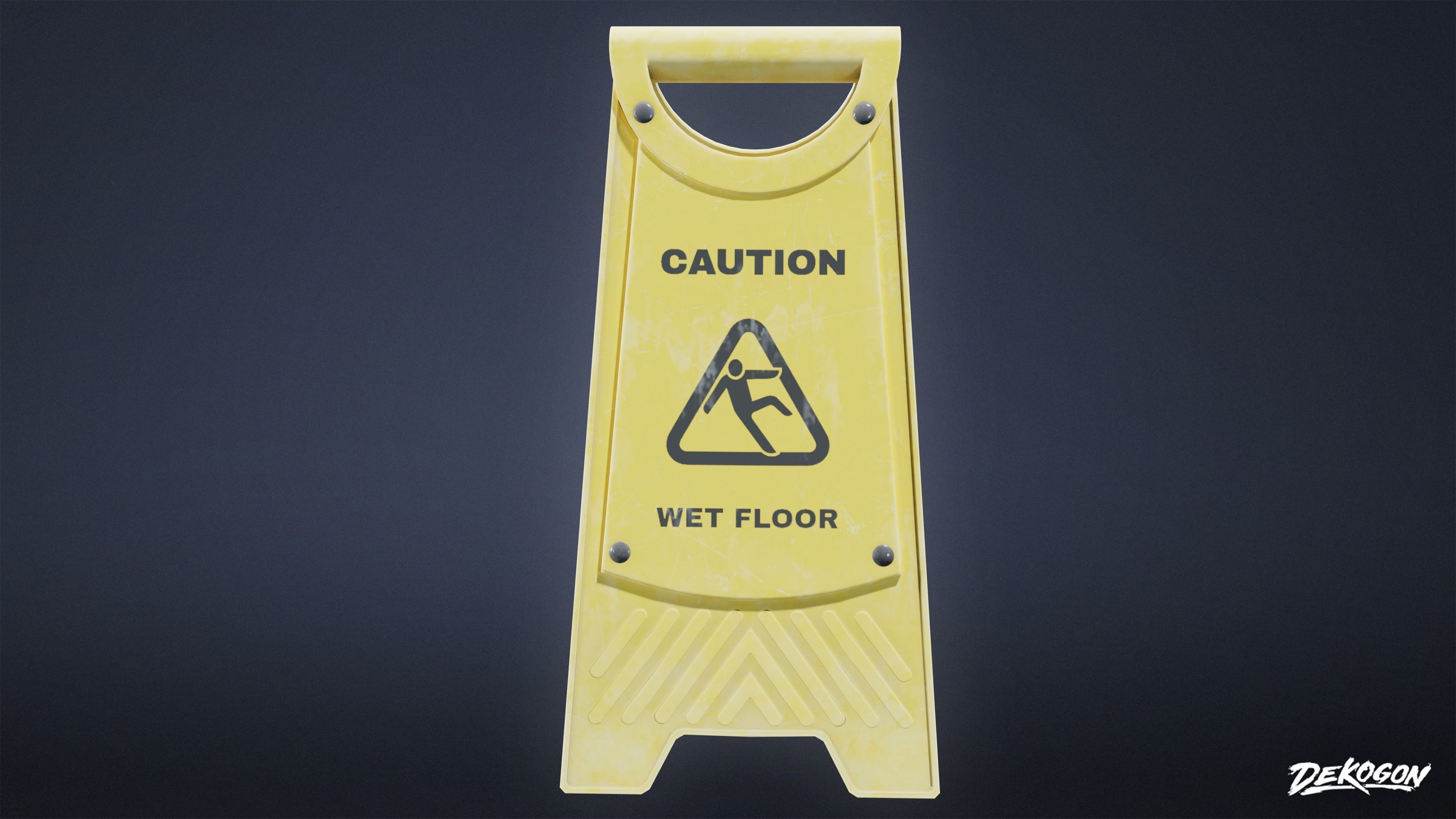 SUBWAY TERMINAL - Wet Sign 01 - LOW POLY Low-poly 3D model_2