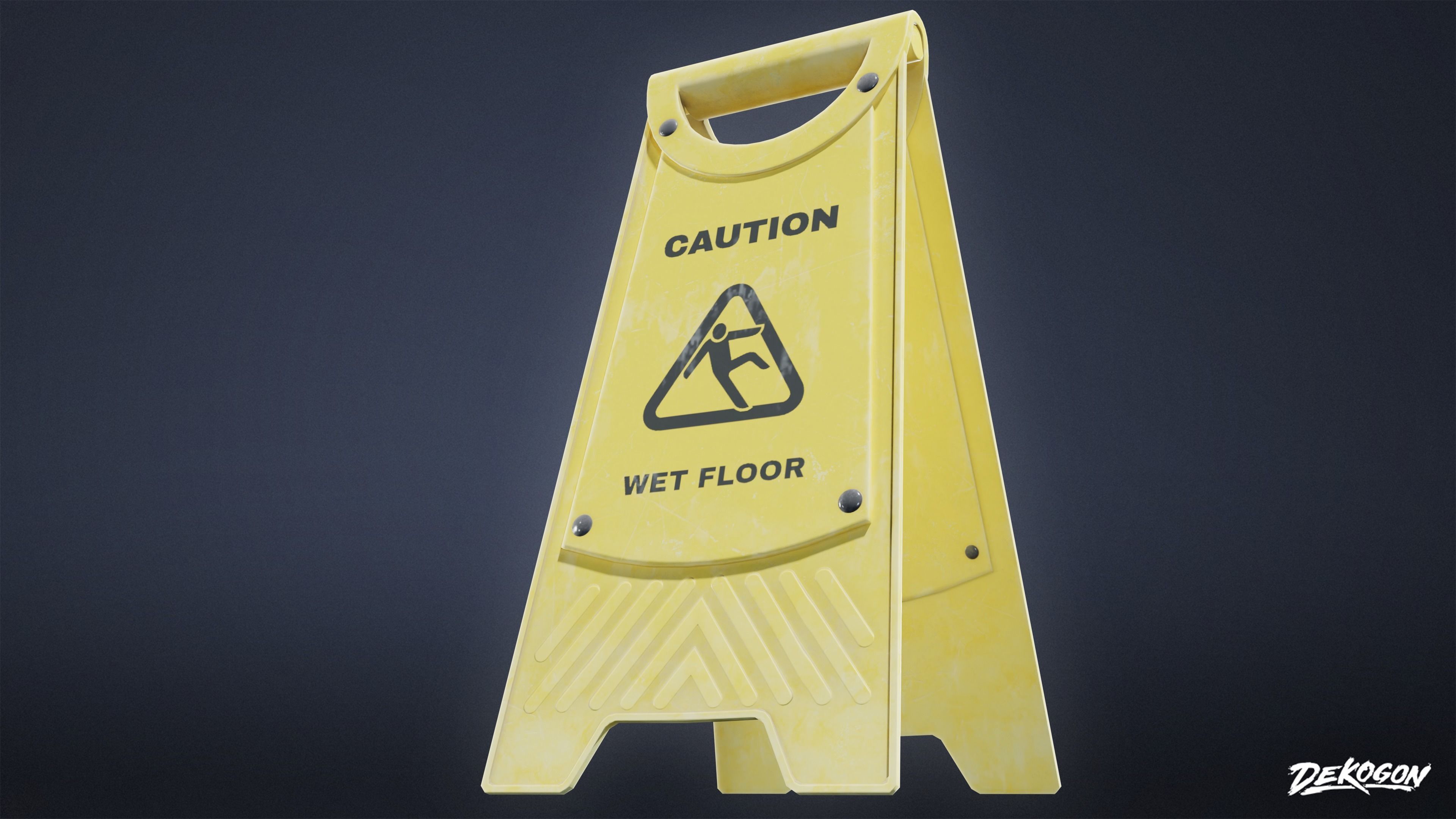 SUBWAY TERMINAL - Wet Sign 01 - LOW POLY Low-poly 3D model_5