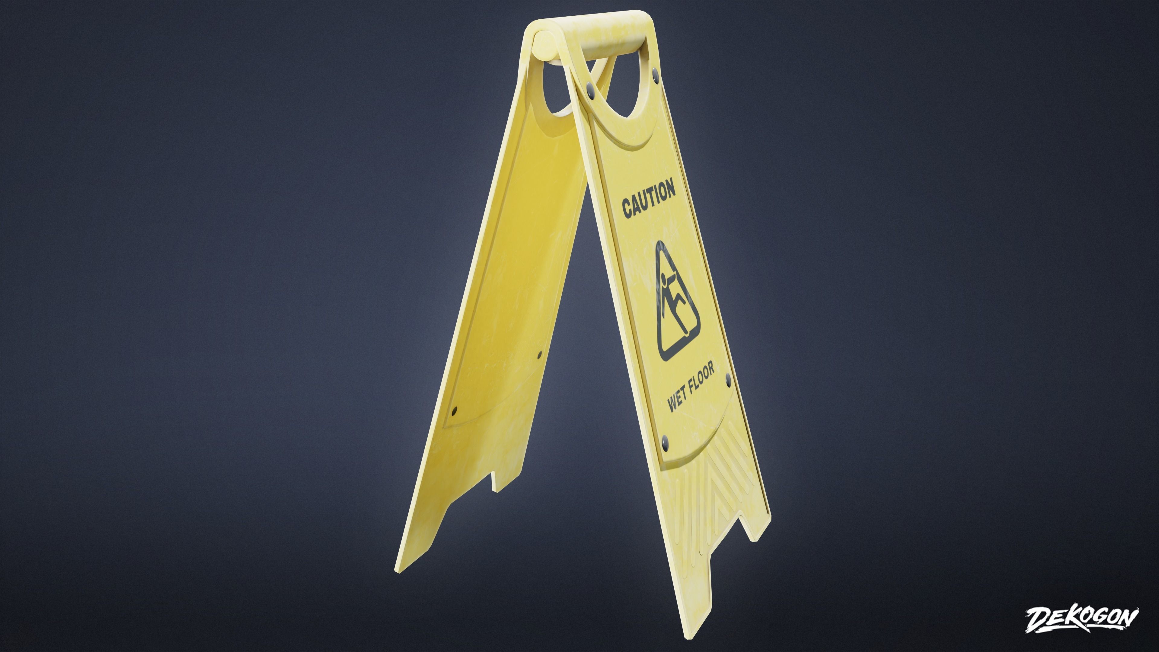 SUBWAY TERMINAL - Wet Sign 01 - LOW POLY Low-poly 3D model_3