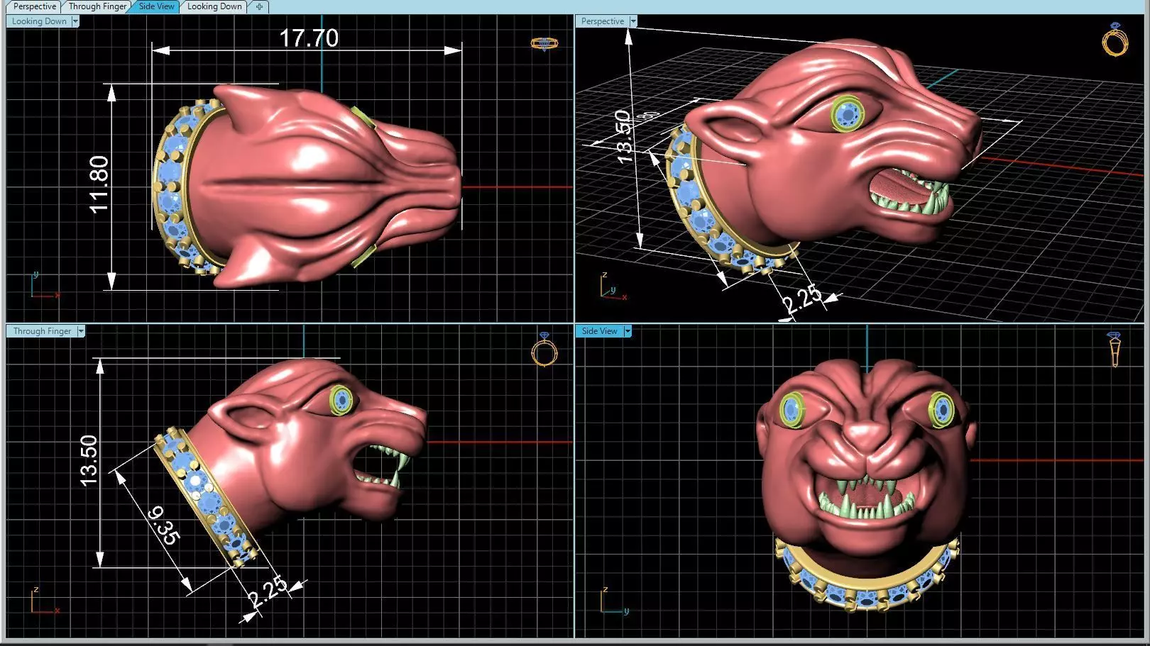 Lion face for bracelet 3D print model