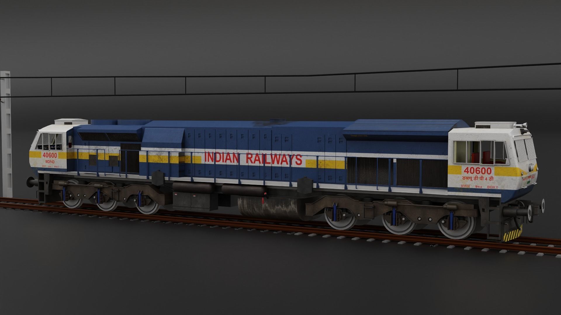 WDP 4D in Blue White livery with Yellow Stripe 3D model_7