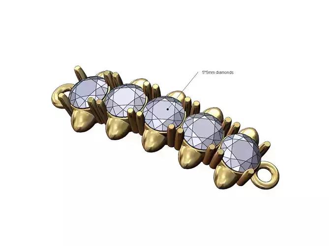 Spiked 5mm diamond pendant bracelet tag charm