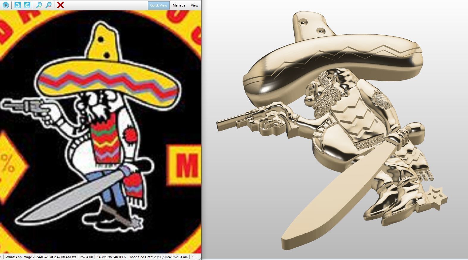 Mexican cartoon character  for pendent 3D print model_2
