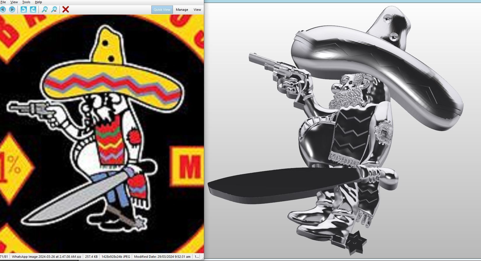 Mexican cartoon character  for pendent 3D print model_3