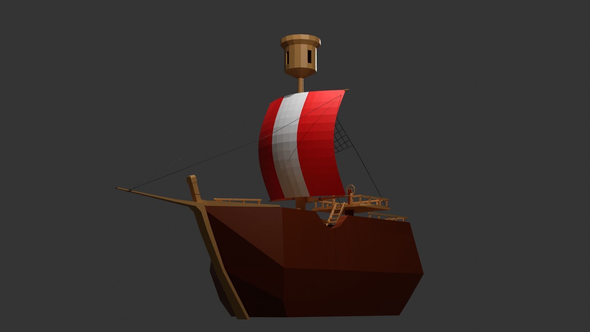 Stylized ship Low-poly 3D model_1