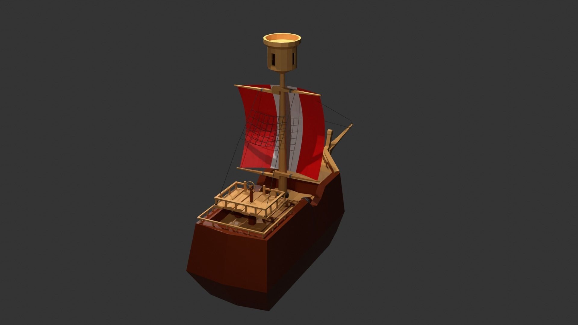 Stylized ship Low-poly 3D model_3
