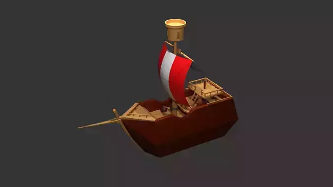 Stylized ship Low-poly 3D model
