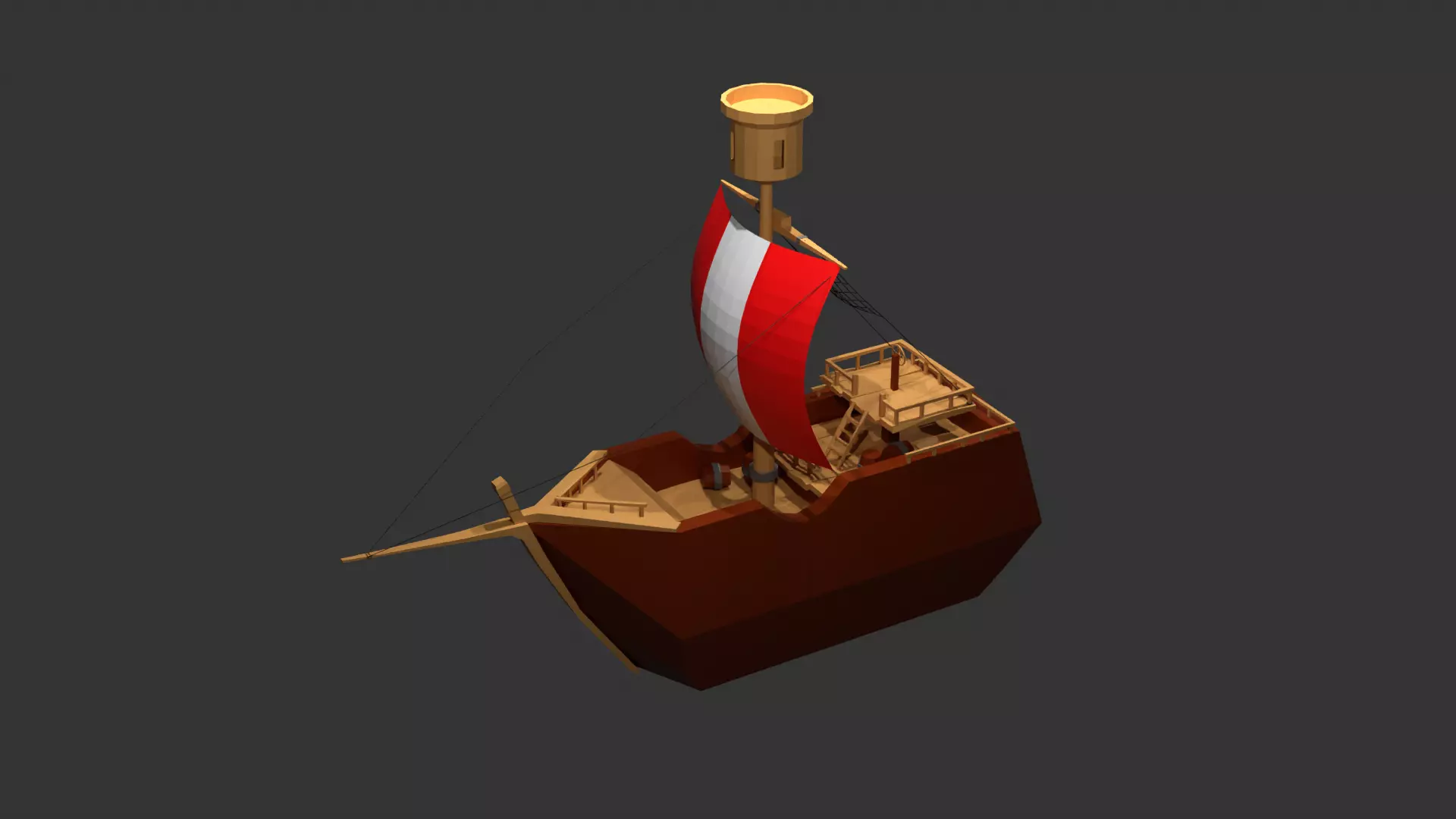 Stylized ship Low-poly 3D model_0