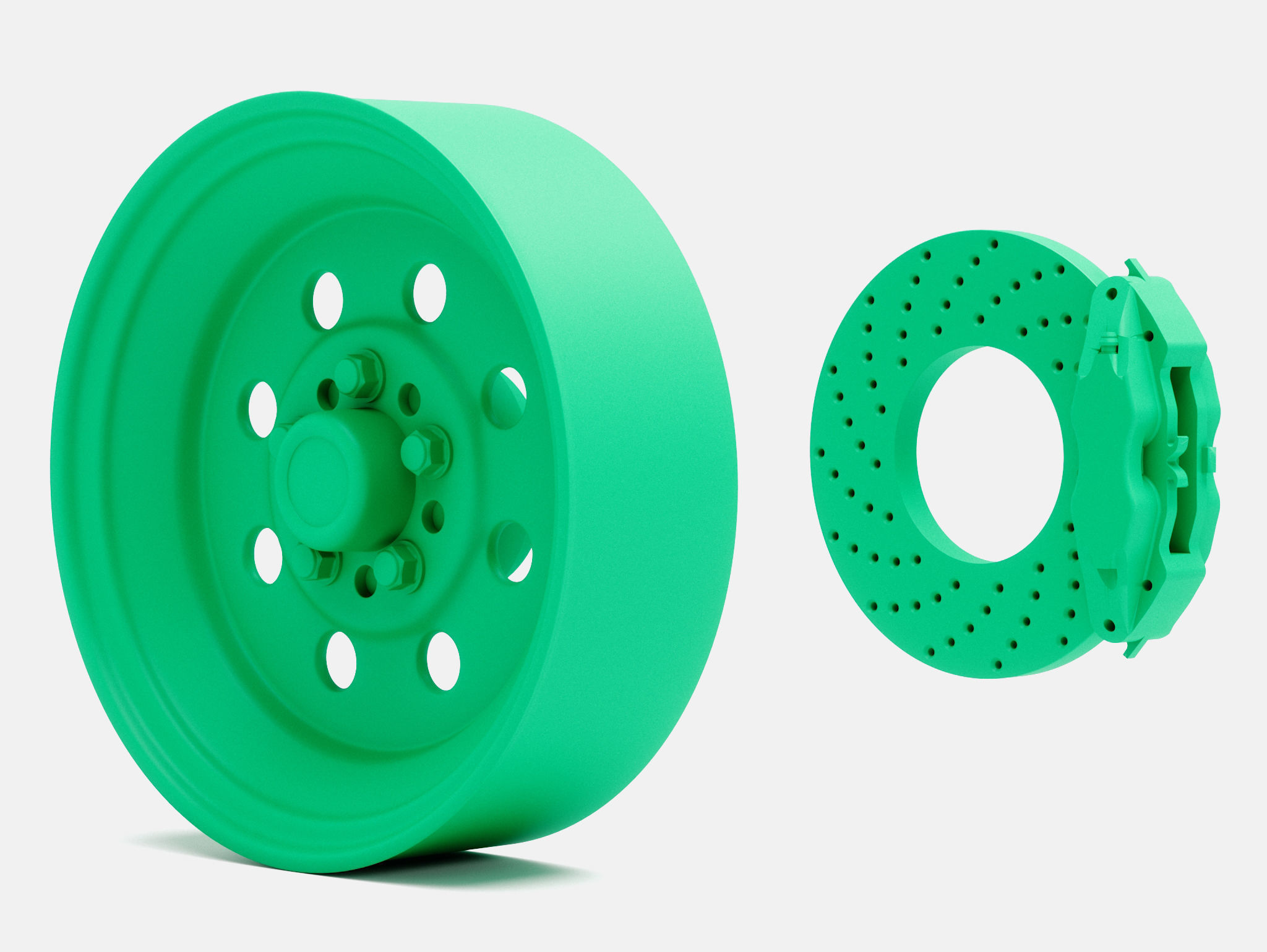 15x5 Weld Draglite Wheel and Brake 3D print model_5