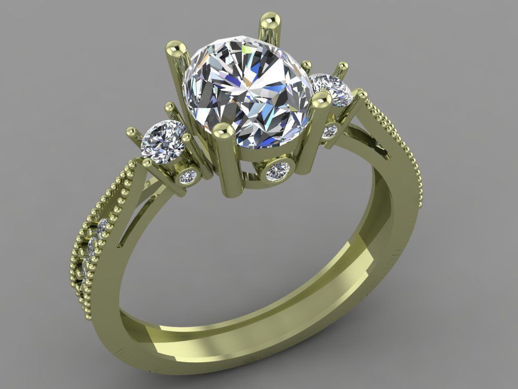 Gold ring 3D print model_4