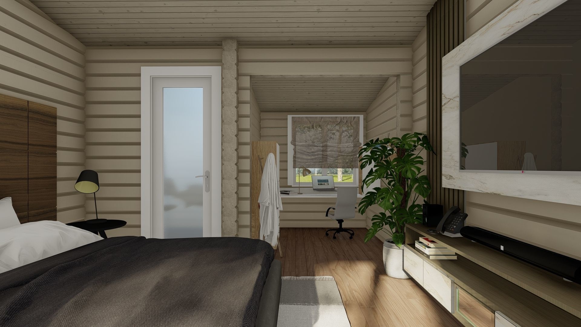 3D model of a wooden hotel 3D model_9