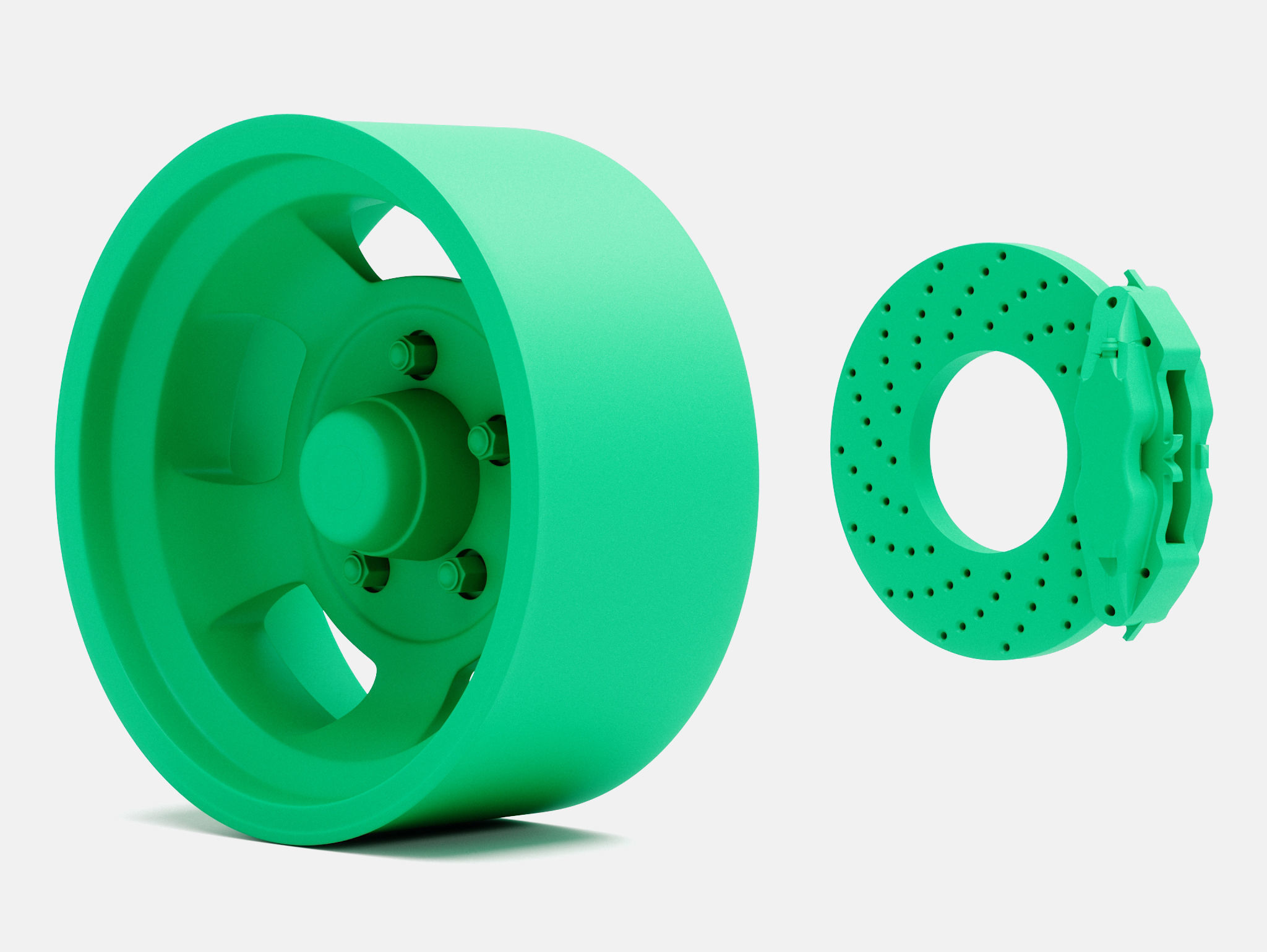 15x7 US Indy Mag Wheel and Brake 3D print model_3