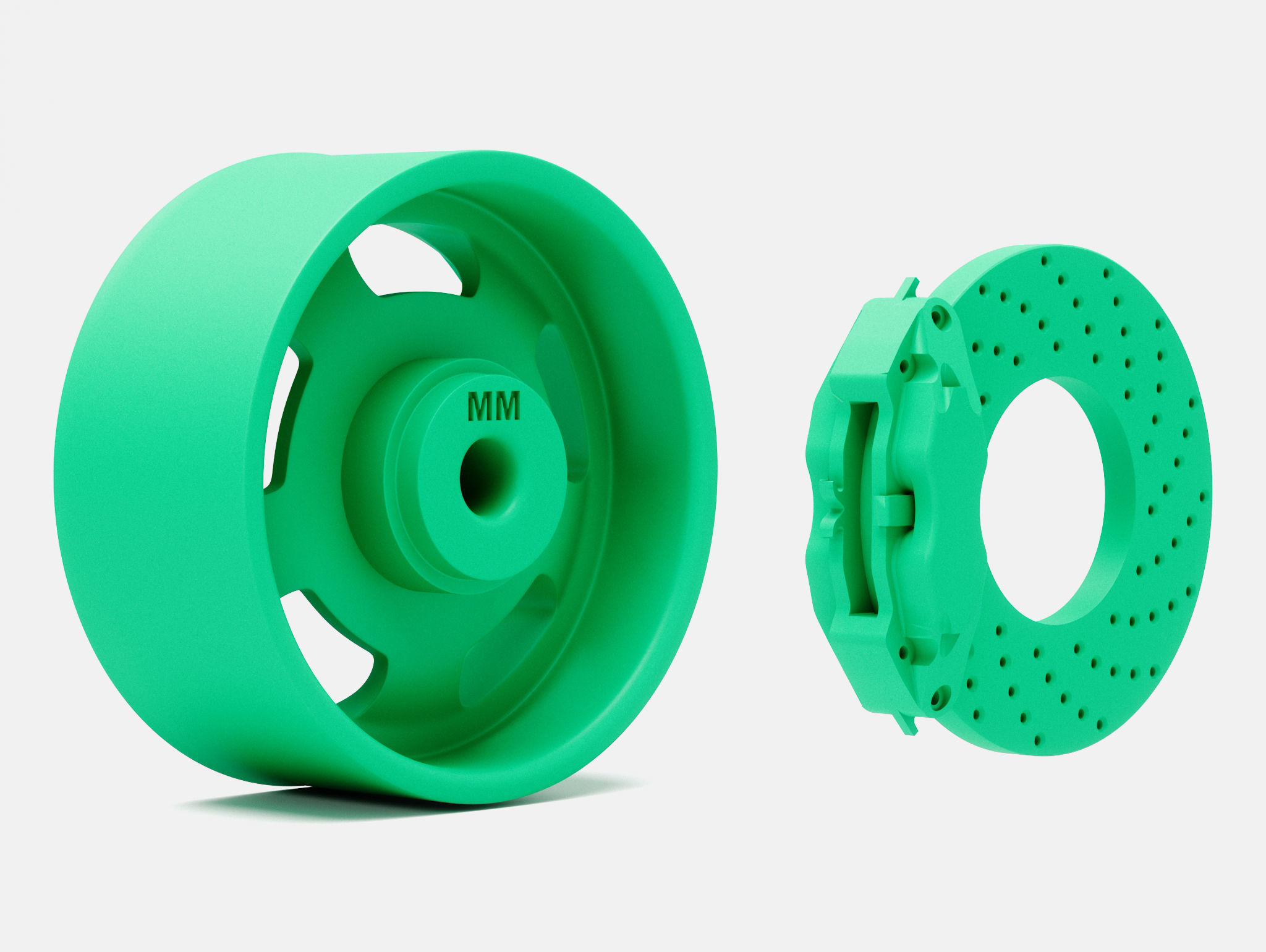 15x7 US Indy Mag Wheel and Brake 3D print model_4